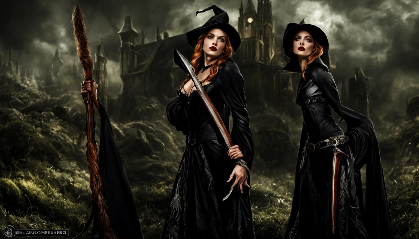Bruxa "Amber Heard" with pumpkin and broom, Em um estilo de dia das bruxas, dia das bruxas, tema halloween, bruxa feminina bonita, bruxa mecanizada, supervillain sorceress witch, bruxa feiticeira do mal, Uma bruxa, bruxa escura da moda, bruxa, Scarry mas enfeitiçando, bruxa castlevania, mulher feiticeira, Travessuras ou gostosuras, personagem bruxa escura, beautiful witch spooky female