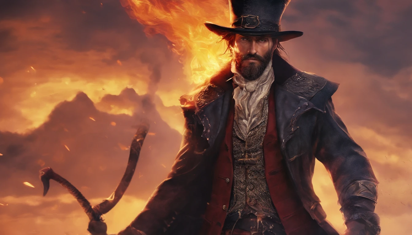 There's a man with a beard and hat with a machine, Cyber Steampunk 8 K 3D, Velho cyberpunk, Papel de parede solarpunk 4k, Arte digital altamente detalhada em 4k, cyber steampunk, soldado futurista, cyber space cowboy, epic scifi character art, sci - personagem de fi, Epic Sci - Arte do Personagem de Fi:, Epic Sci-Fi Character Art