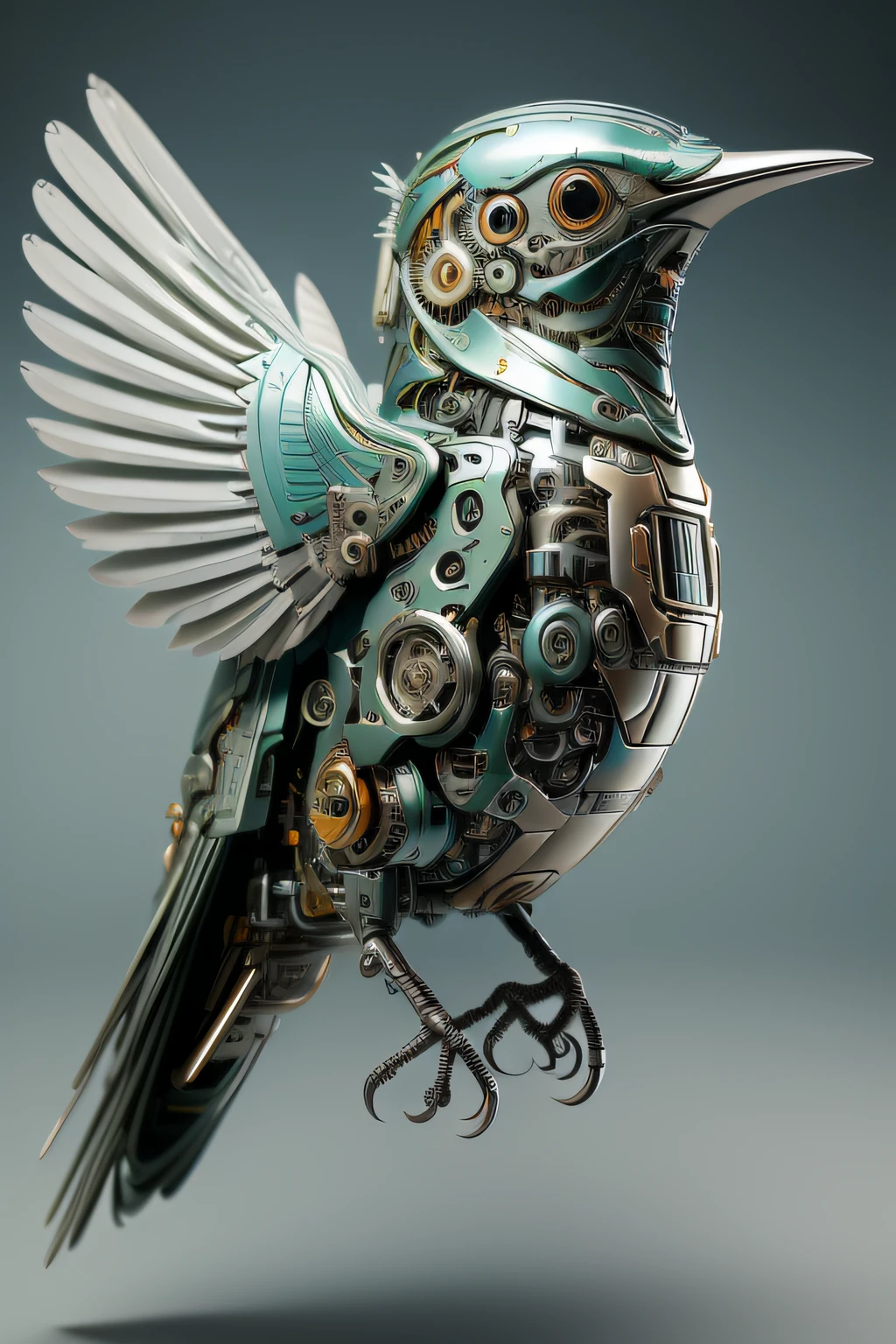 A mechanical bird, the detail,4K Ultra HD, 超高分辨率, (Photorealistic: 1.4), Best quality,tmasterpiece(pastel colour:1.2)