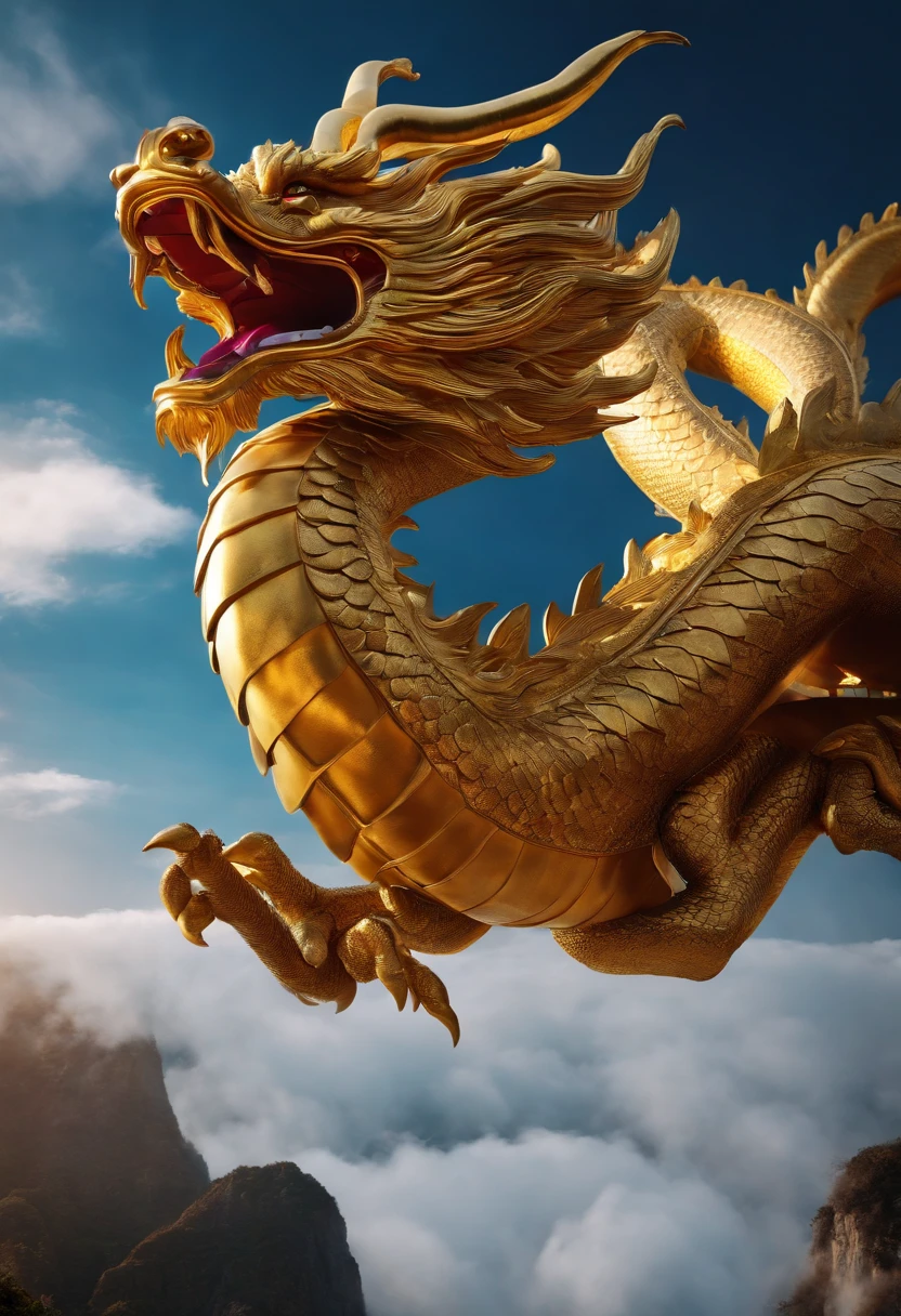 a white dragon flying on a golden cloud, amitabha buddha riding a white dragon, buddhist mythology, mystical, heavenly light shining, heavenly blessing, intricate details, cinematic lighting, vibrant colors, dramatic composition, award winning, artstation, 8k, photorealistic, digital painting