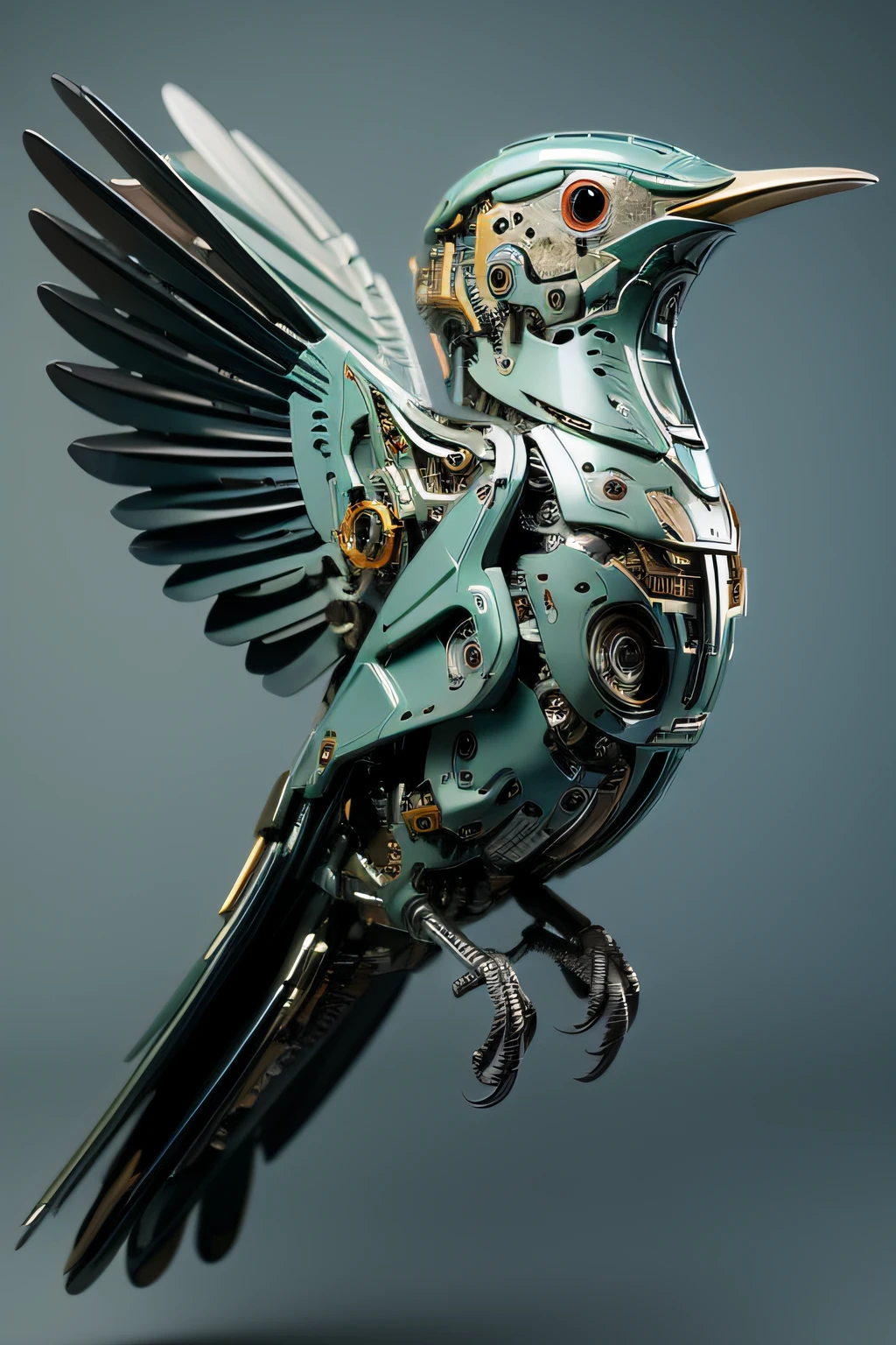 A mechanical bird, the detail，4K Ultra HD, 超高分辨率, (Photorealistic: 1.4), Best quality，tmasterpiece（pastel colour：1.2)