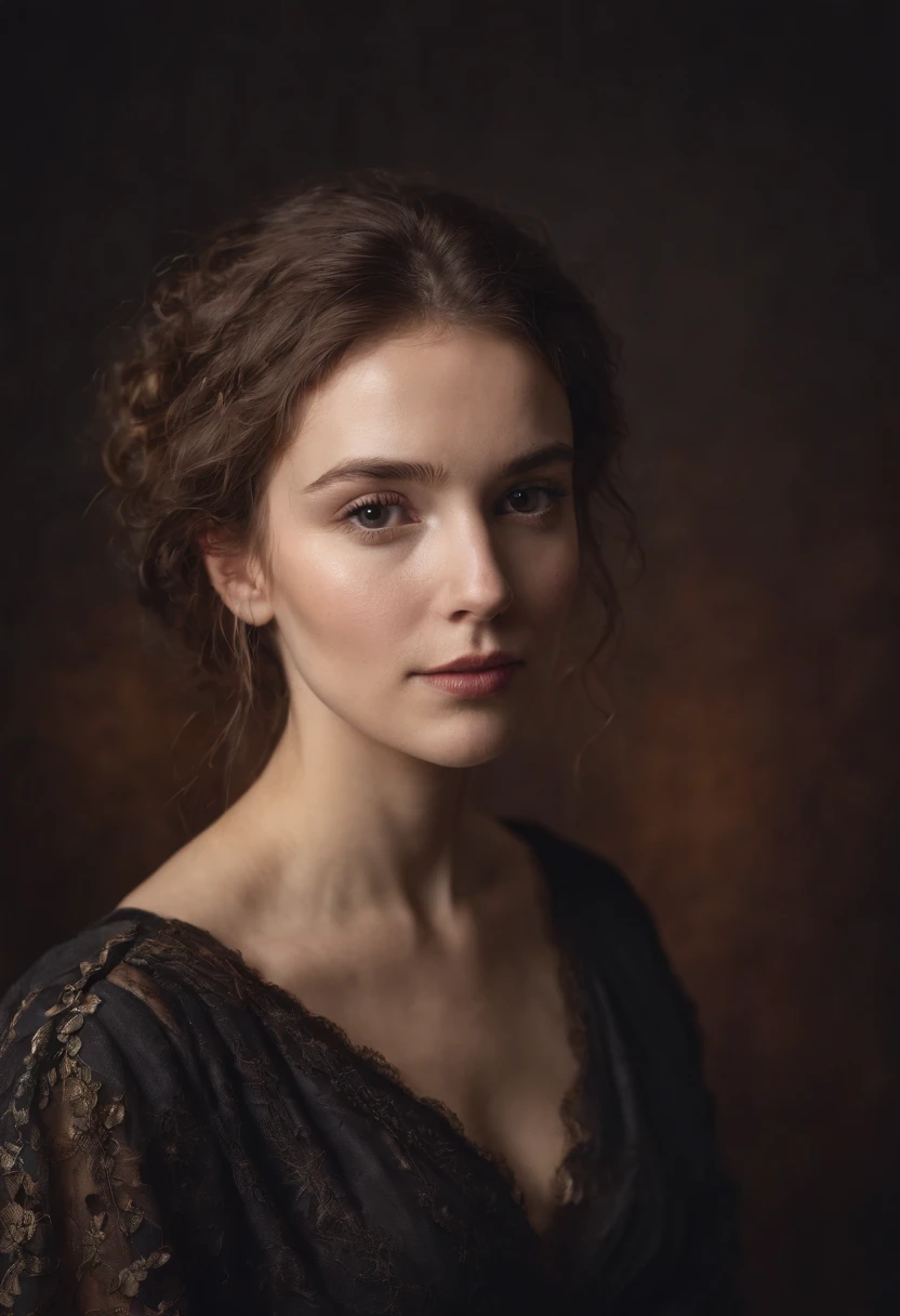 Dramatic portrait shot in professional studio, Rembrandt lighting