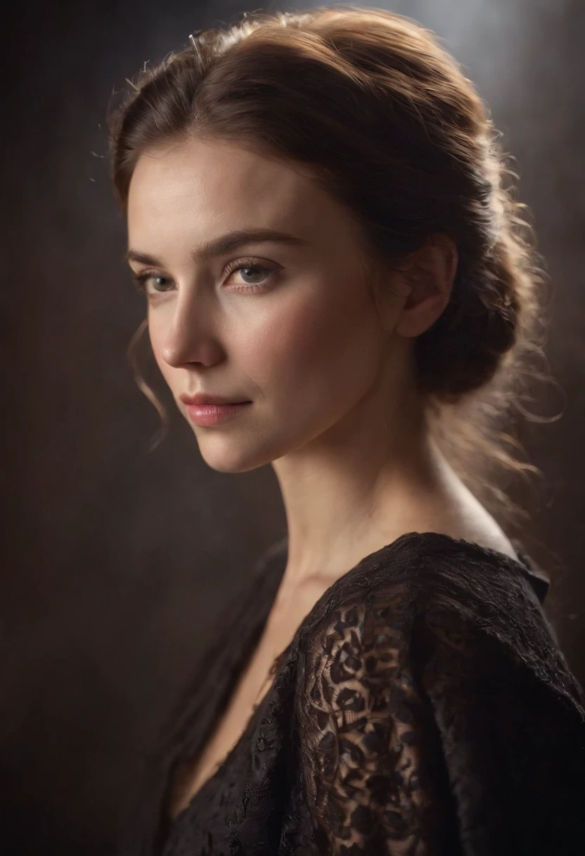 Dramatic portrait shot in professional studio, Rembrandt lighting