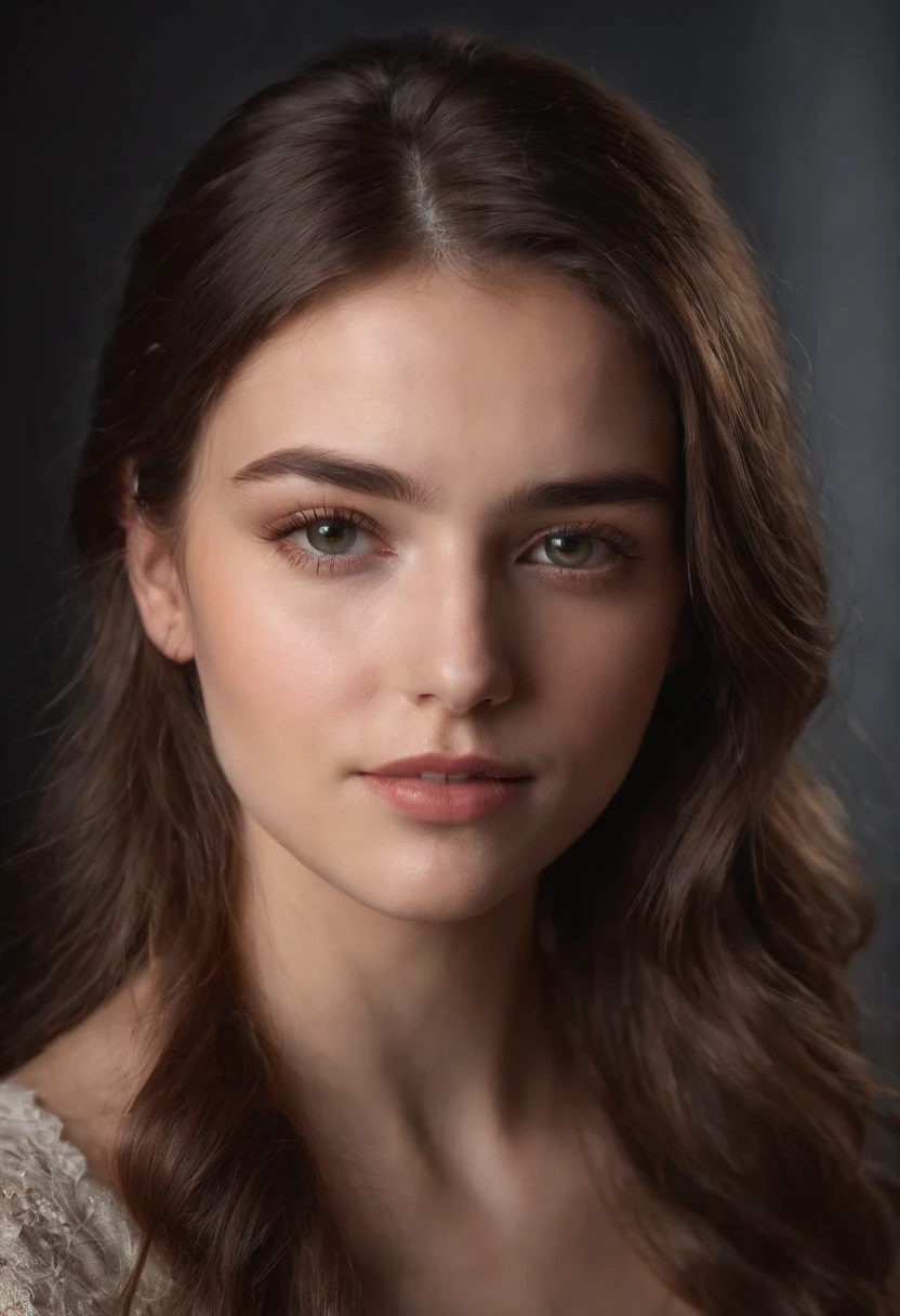 Dramatic portrait of Gorgeous 21 year old shot in professional studio, Rembrandt lighting