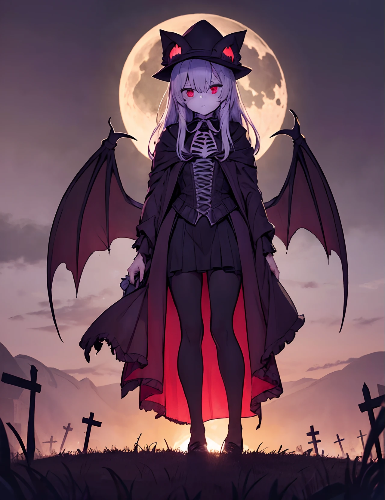 (best quality,4k,8k,highres,masterpiece:1.2),ultra-detailed,(realistic,photorealistic,photo-realistic:1.37),dark,gothic,horrifying,sinister,halloween scenario,cemetery,pumpkin lantern,Jack Skeleton,bloody moon,dreadful ambiance,creepy atmosphere,haunting shadows,spooky,macabre,ethereal,moonlit gravestones,thick fog,spiderwebs,distant whispers,ominous,gothic architecture,ominous clouds,eerie ghostly figures,haunted tombstones,bats fluttering in the night,bone-chilling,grisly,witches flying on brooms,black cat lurking in the shadows,ghoulish apparitions,horror scene,hauntingly beautiful,pale moonlight,dark magic,ominous pumpkins,scary night,terrifying specters,unearthly,wicked,creeping vines,spine-tingling,lost souls,trick-or-treaters in costumes,moonlit graveyard.