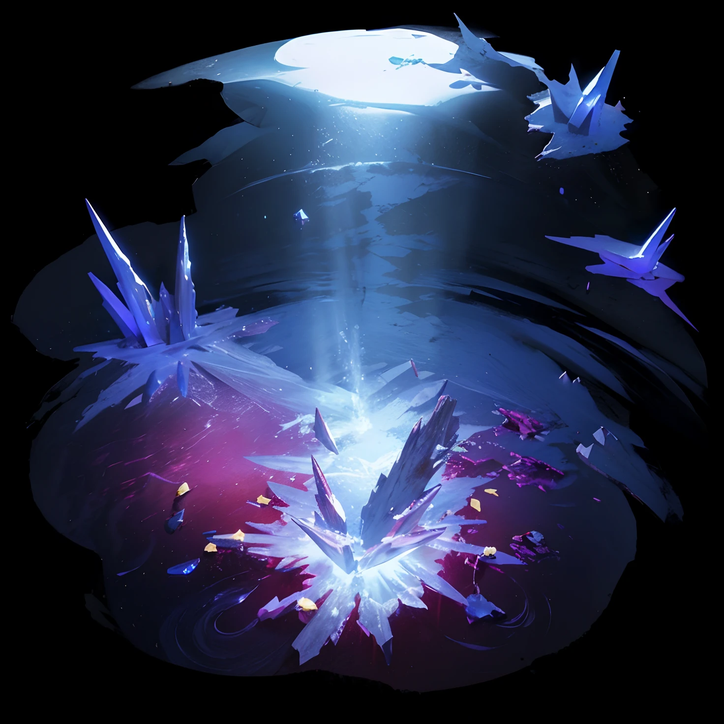 (Jingliu honkai Star rail)),((realistic, photorealistic)),(Steel mask )), Light reflection, (( Blooming white hair )), navel, detached sleeves,((upper body)), (((best quality, masterpiece))), Looking for viewers, Burning ice, blue gradient, ice element, Standing on a ice rock, ice debris, blue aura,The moon is covered in clouds, Glowing ice sword, ice land broke,,Blue element, ice smoke, Snow shards,Standing on ice,The ice crystal rock shattered,Hands out of the water