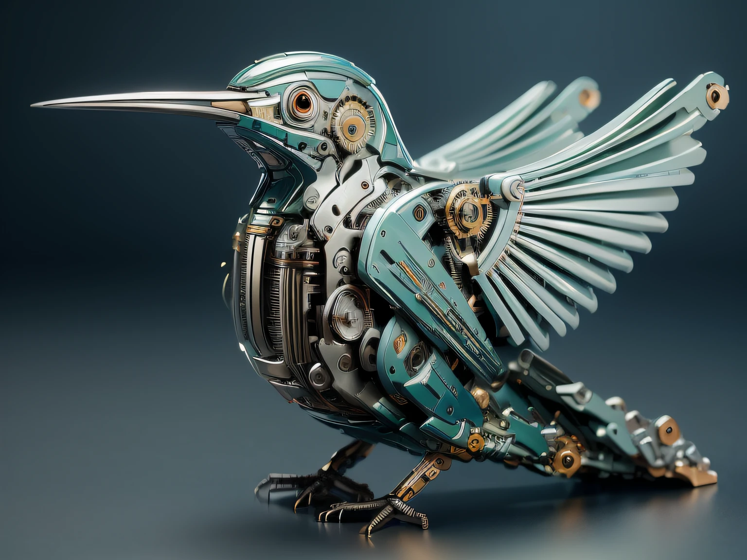 A mechanical bird, the detail，4K Ultra HD, 超高分辨率, (Photorealistic: 1.4), Best quality，tmasterpiece（pastel colour：1.2)