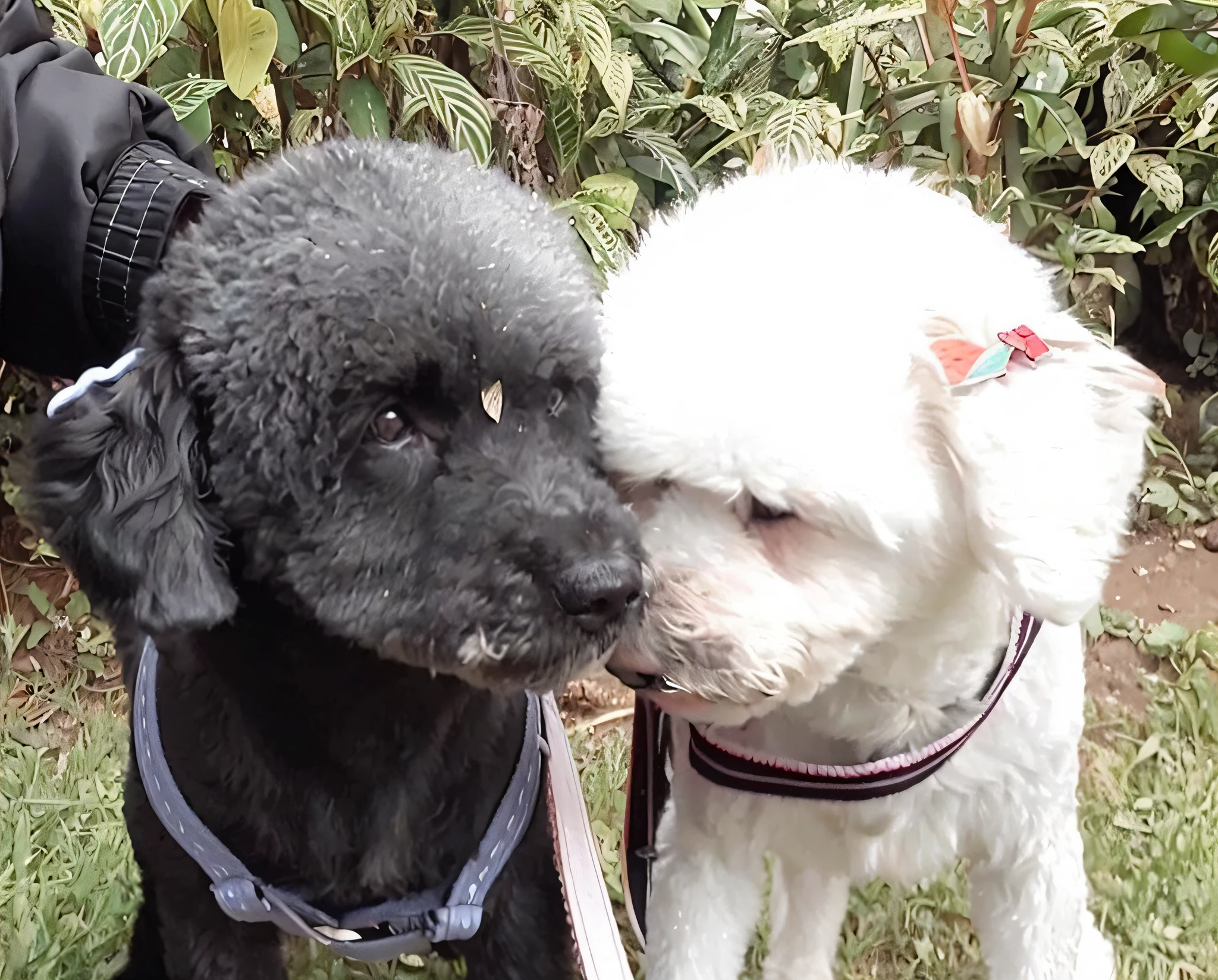 there are two dogs that are standing next to each other, beijando juntos fofos, beijos juntos, beijando-se, Two dogs, They are close to each other, empoeirado e fumegante, Kemono, Lambendo, Beijar, Jazzy, beijo lindo, they are in love, beijar, uma linda, Muito bonito, sorrindo um para o outro, amigos