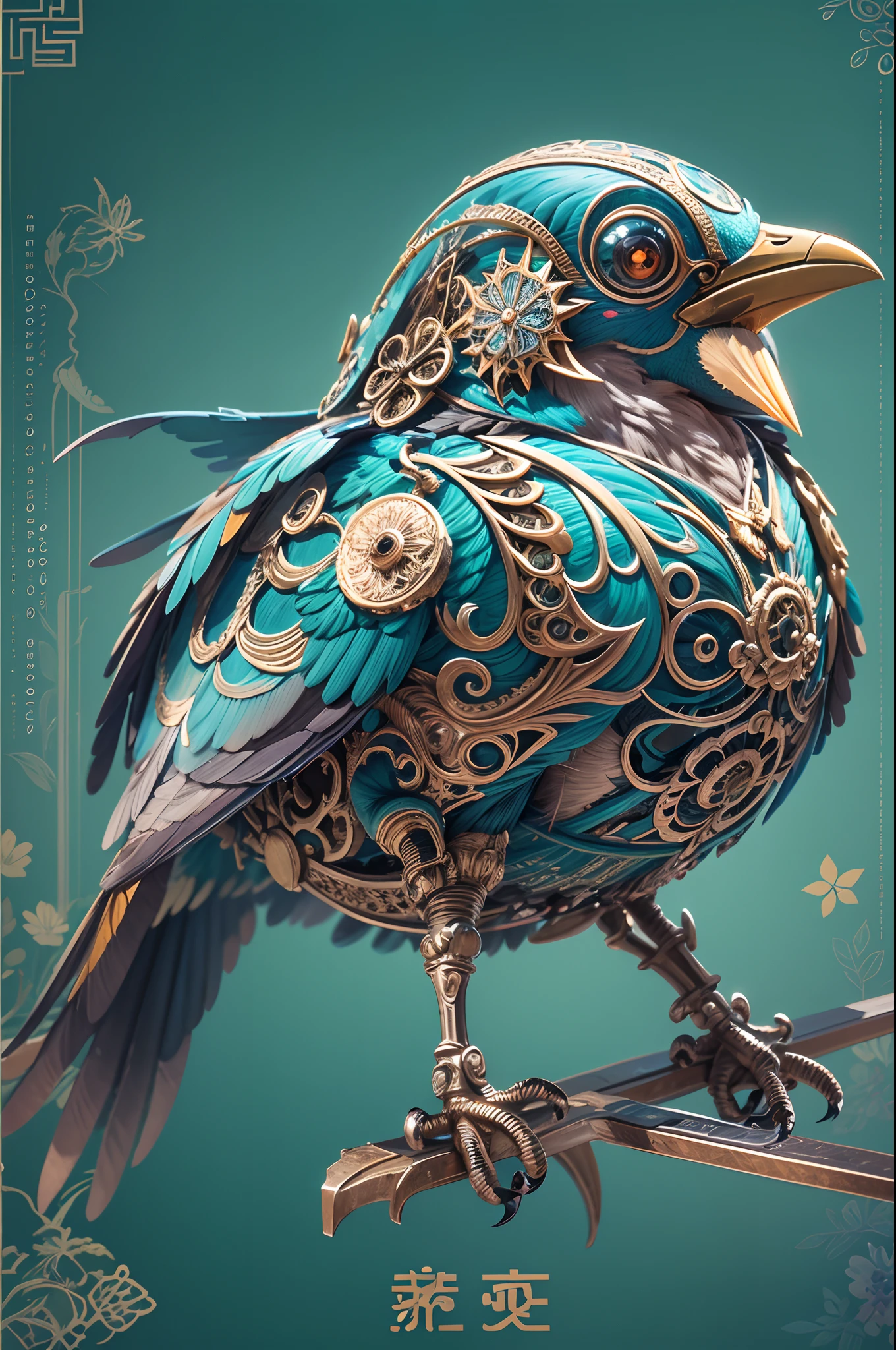 (Best quality, A high resolution, Ultra-detailed), [(A metal mechanical bird),Complex and intricate mechanical structure.Brilliant and vibrant colors,Metallic texture and shiny surface],blue-sky,baiyun,Background with。