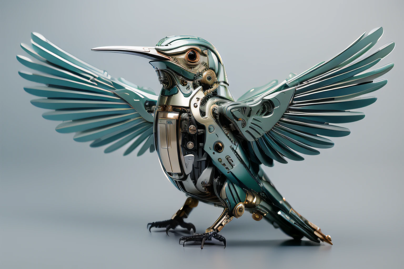 A mechanical bird, the detail,4K Ultra HD, 超高分辨率, (Photorealistic: 1.4), Best quality,tmasterpiece(pastel colour:1.2)