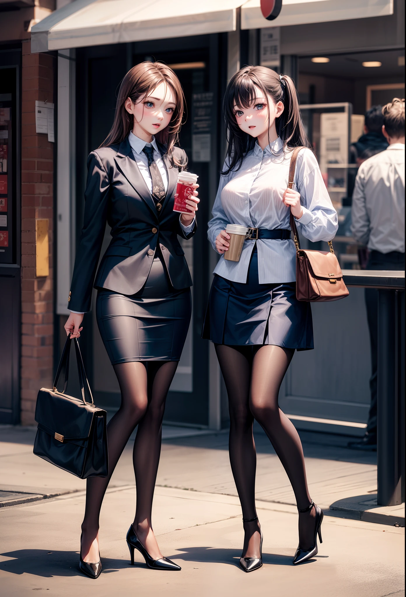 OL、a beauty girl、Excellent Style、A good friend、Glamorous、Business suits、Skirt by the、Pantyhose、high-heel、s Office、is standing、Full-body pattern、And a crossbody bag、Pie slash、Hang the bag diagonally