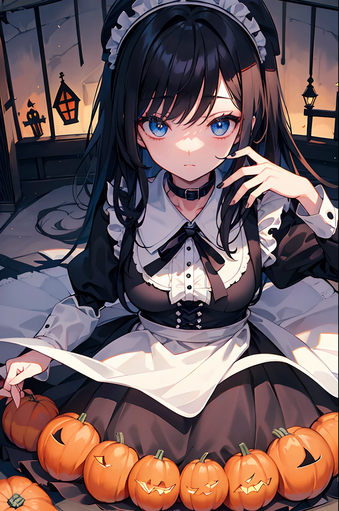 ((tmasterpiece:1.4, Best quality at best))+, (hyper-detailing)+, (Green-eyed:1.5)+, (winged ears:1.5), (cute girls), (Exquisite black nun dress:1.5), Short hair details, Long braids on both sides, (wariza:1.2), pale-skinned, (white cloth:1.5), (black sash,,black long pants:1.4), dense fog, metal chains,red flower,Autumn leaves,baiyun,White wings,crosses,Chis,(Angel nuns:1.1), (dawn light:1.2), ), (Close-up cleavage:1.1), (elevation perspective:1.3), fingersmile, light blush, forehead jewel, Colored inner hair, Striped hair, black color hair, god light,The halo,