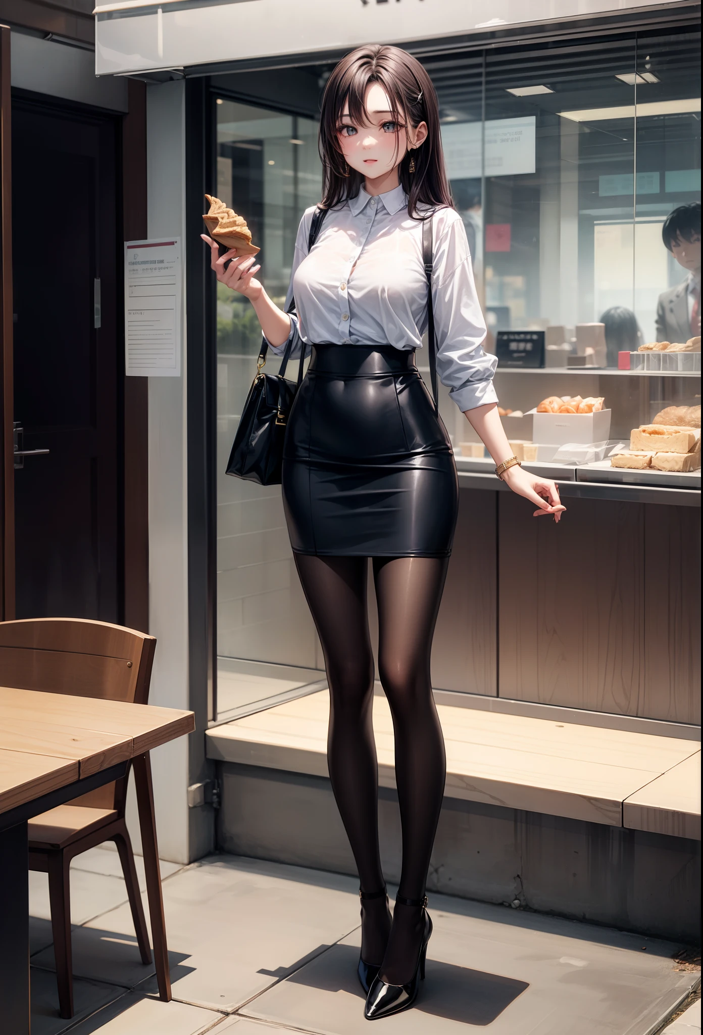 OL、a beauty girl、Excellent Style、A good friend、Glamorous、Business suits、Skirt by the、Pantyhose、high-heel、s Office、is standing、Telegraph Pattern、And a crossbody bag、Pie slash、Hang the bag diagonally