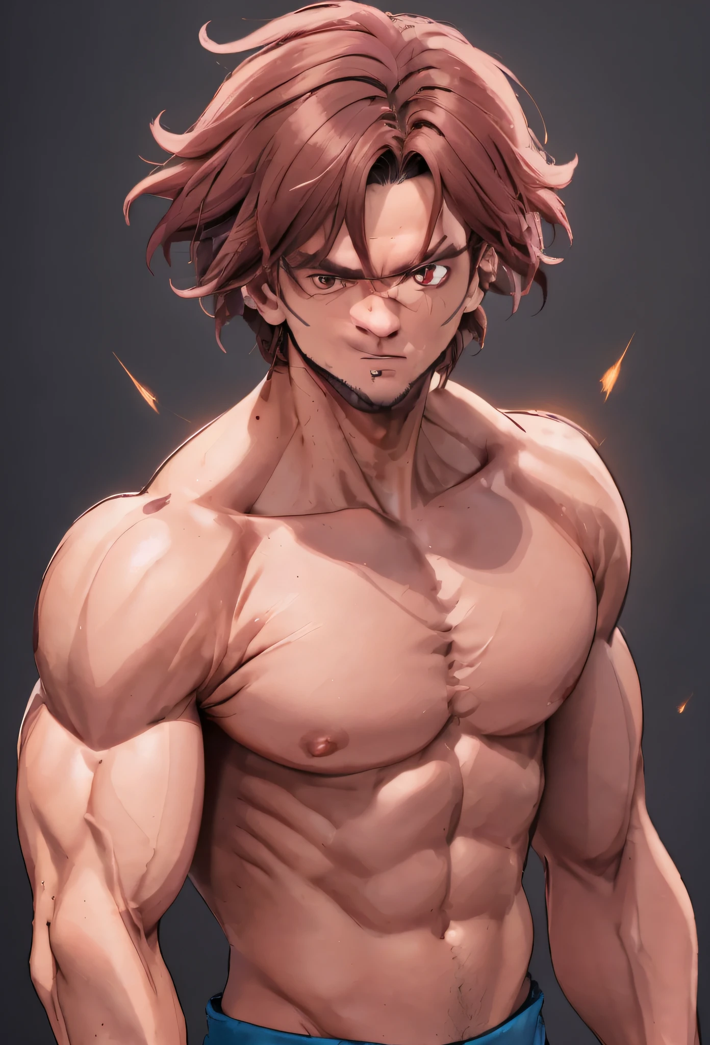 Close camera, foco facial, ultra alta qualidade 8K, homem bonito e confiante, medium-sized hair, penteado, realista, luminosidade conforme o ambiente (Defined muscles), 25 Man Appearance/28 anos, sem erros de anatomia humana, anatomia humana perfeita, serious face, The man is not in a combat pose.