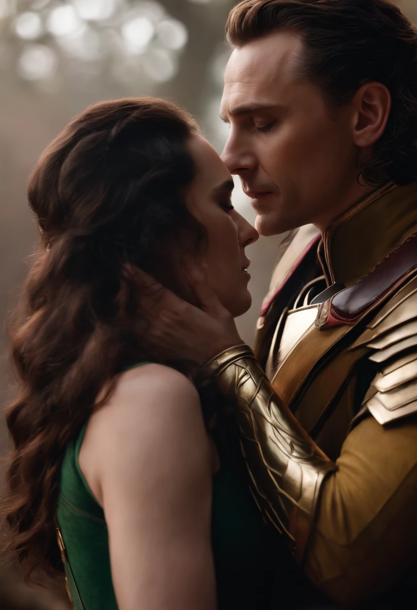 Ultra-detailed, perfect 8k faces, ((hole body,)) Henry Cavill als der Beren, I kiss the beautiful elvin Lúthien with lust and passion in a lit cave, into which the moonlight falls, (human man with dark brown skin color and green eyes and dark hair), (Elf woman with black hair and grey eyes)