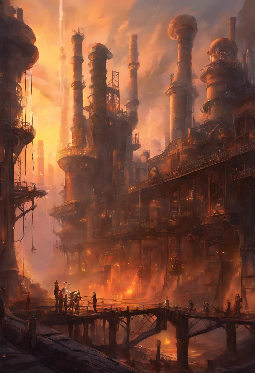 Coal factory workers at the beginning of the industrial revolution working in precarious conditions