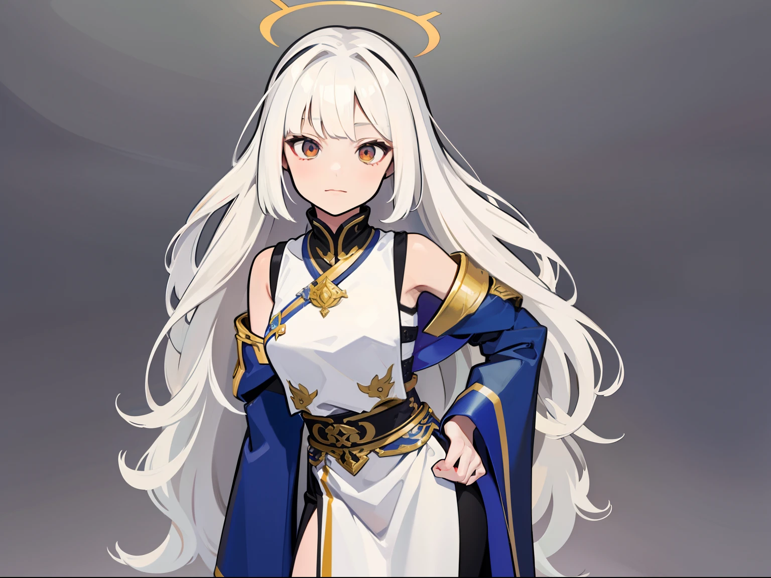a matural female,Parted bangs,White color hair,Long hair with micro-curls,Standing painting,Character drawings,front-facing view,Tall one,warrioress,Fantasy style costumes