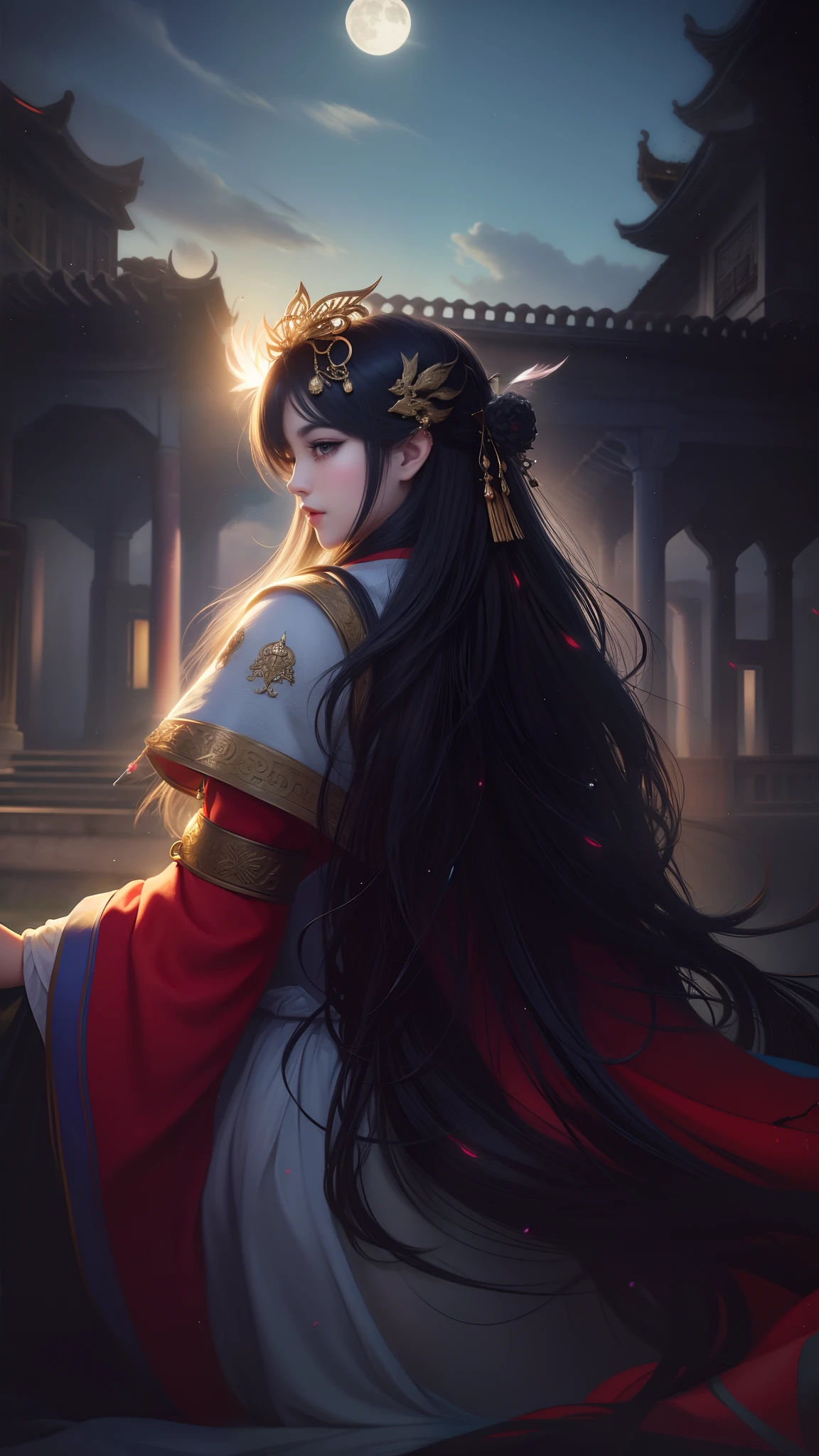 (8k, RAW photo:1.2),best quality, ultra high res,dramatic angle,(fluttered detailed color splashs), (illustration),(((1 girl))),(long hair),(rain:0.9),(hair ornament:1.4),there is an ancient palace beside the girl,chinese clothes,(focus on), color Ink wash painting,(color splashing),colorful splashing,(((colorful))),(sketch:0.8), Masterpiece,best quality, beautifully painted,highly detailed,(denoising:0.6),[splash ink],((ink refraction)), (beautiful detailed sky),moon,highly,detaild,(masterpiece, best quality, extremely detailed CG unity 8k wallpaper,masterpiece, best quality, ultra-detailed),(Lycoris radiata),