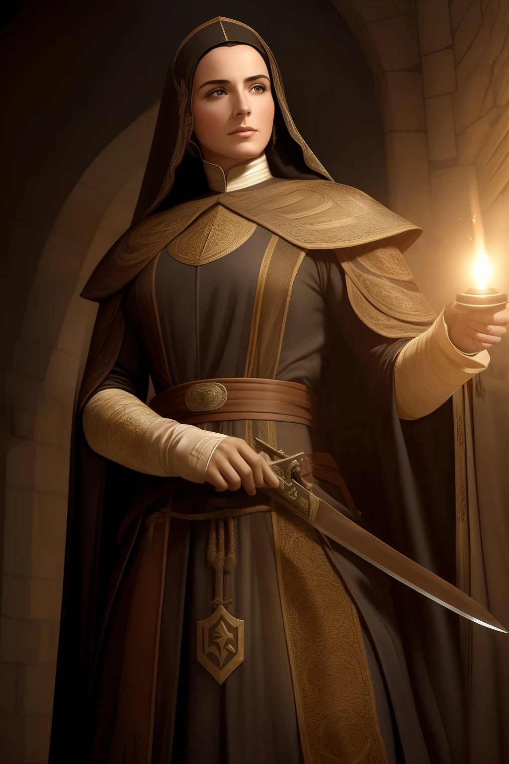 Darth Agnes de Chastillon, personagem feminina criada por Robert Ervin Howard, mulher de cabelos ruivos curtos,aparado ao ombro, olhos azuis penetrantes, sensualidade selvagem, Mulher usando roupas masculinas sem perder a sensualidade com botas longas na altura da coxa e um manto com capuz escuro , set in the sixteenth century,holding a sword in one hand and in the other with a gunpowder pistol ready to fire,no campo de batalha enfrentando seus inimigos com destreza e coragem , little lighting,film composition photography, Very detailed, extremely high-resolution, cor profissional, luz maravilhosa, luz do dia, 300k resolution, 
Altamente realista, Muitos detalhes.