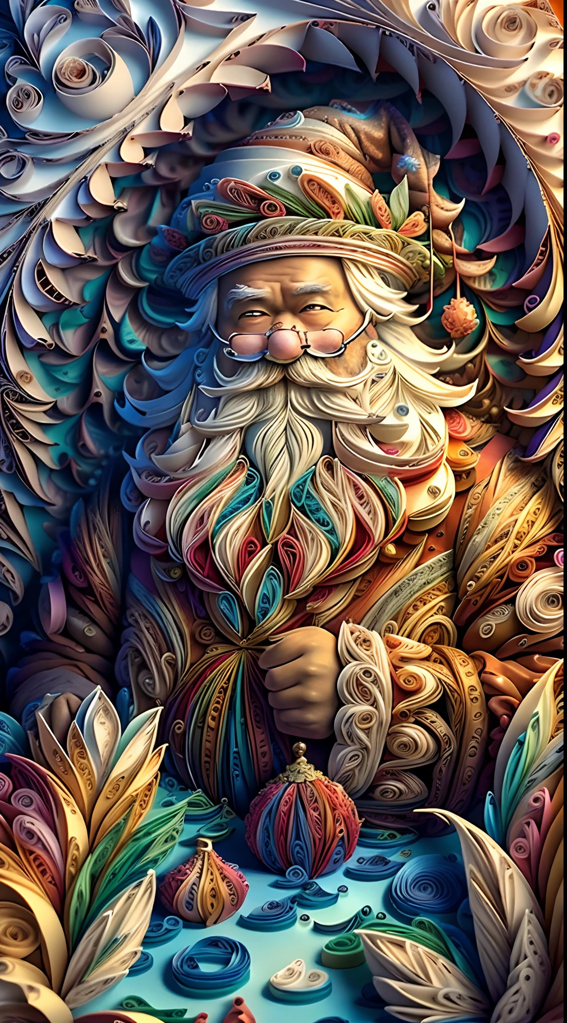 Santa Claus facing the front、up of face、(Multidimensional quilling paper:1.2)、(Fractal art:1.5)、art by、Chibi、
yang08k、Beautiful fece、colourfull、
masterpiece、top-quality、top-quality、Official Art、Beautifully Aesthetic、((8K Ultra Real))、