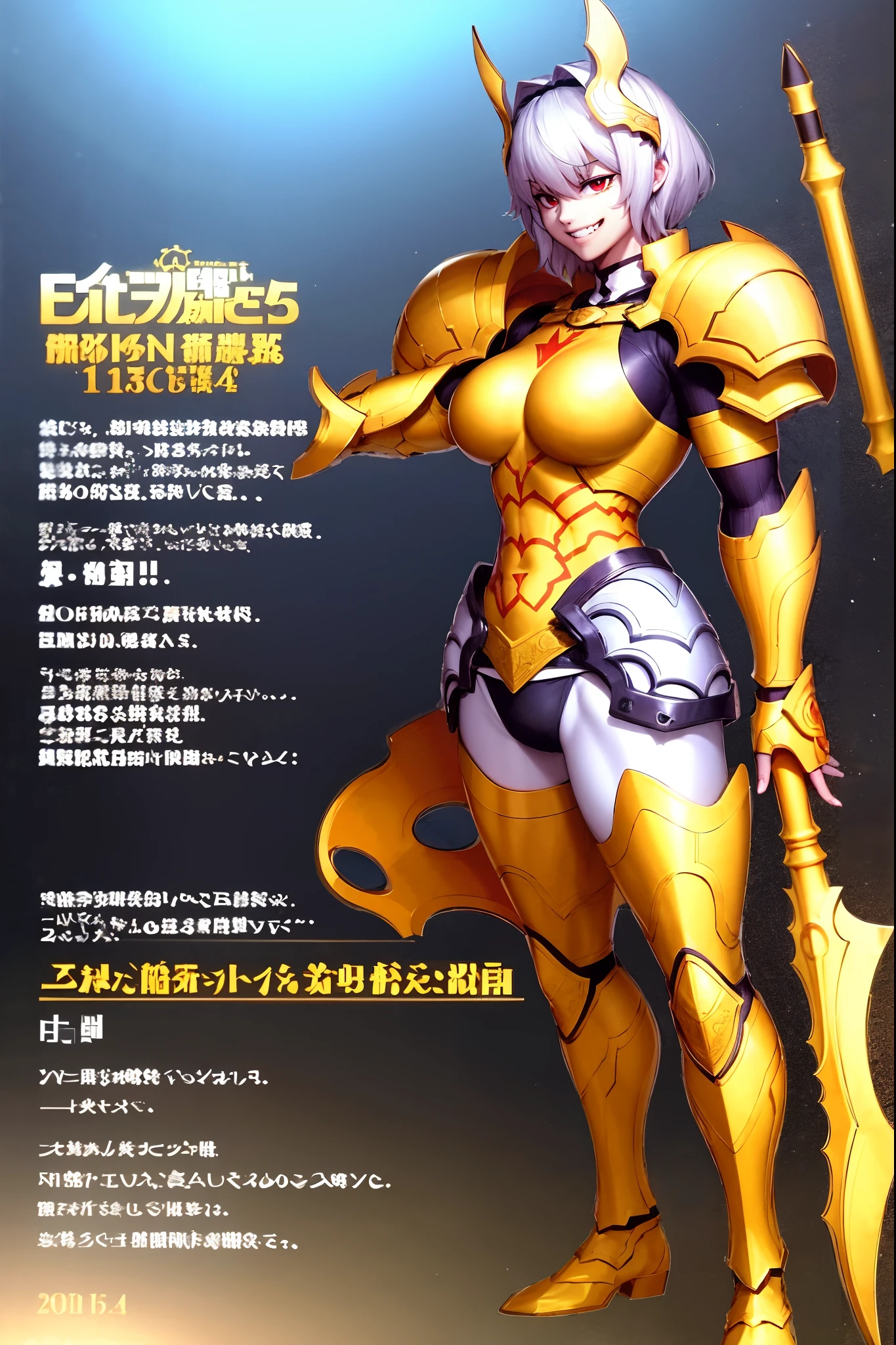 4k, highly detailed, anime style, HDR, subsurface scattering, in a temple, temple being destroyed, Greek temple on fire background, (masterpiece, best quality:1.2), caenis,( fgo stage 3), 1girl, small breasts, looking at fires, smile, short hair, white hair, bangs, red eyes, animal ears, open clothes, hairband, grin, (gold armor), body markings, white nails, epic scene, small girl,full body, darskinned-female, crazy smile