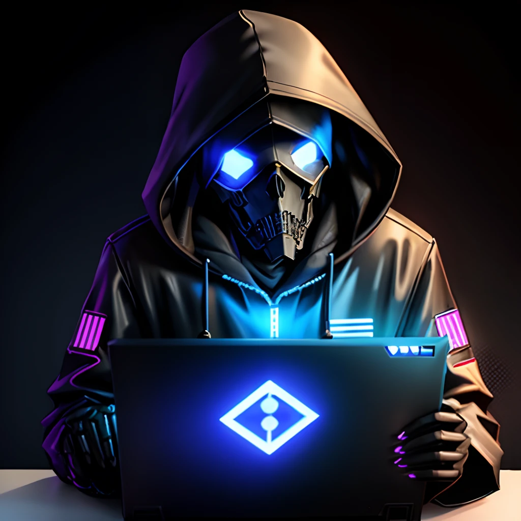 Cybernetic glitched grim reaper error code cyber background