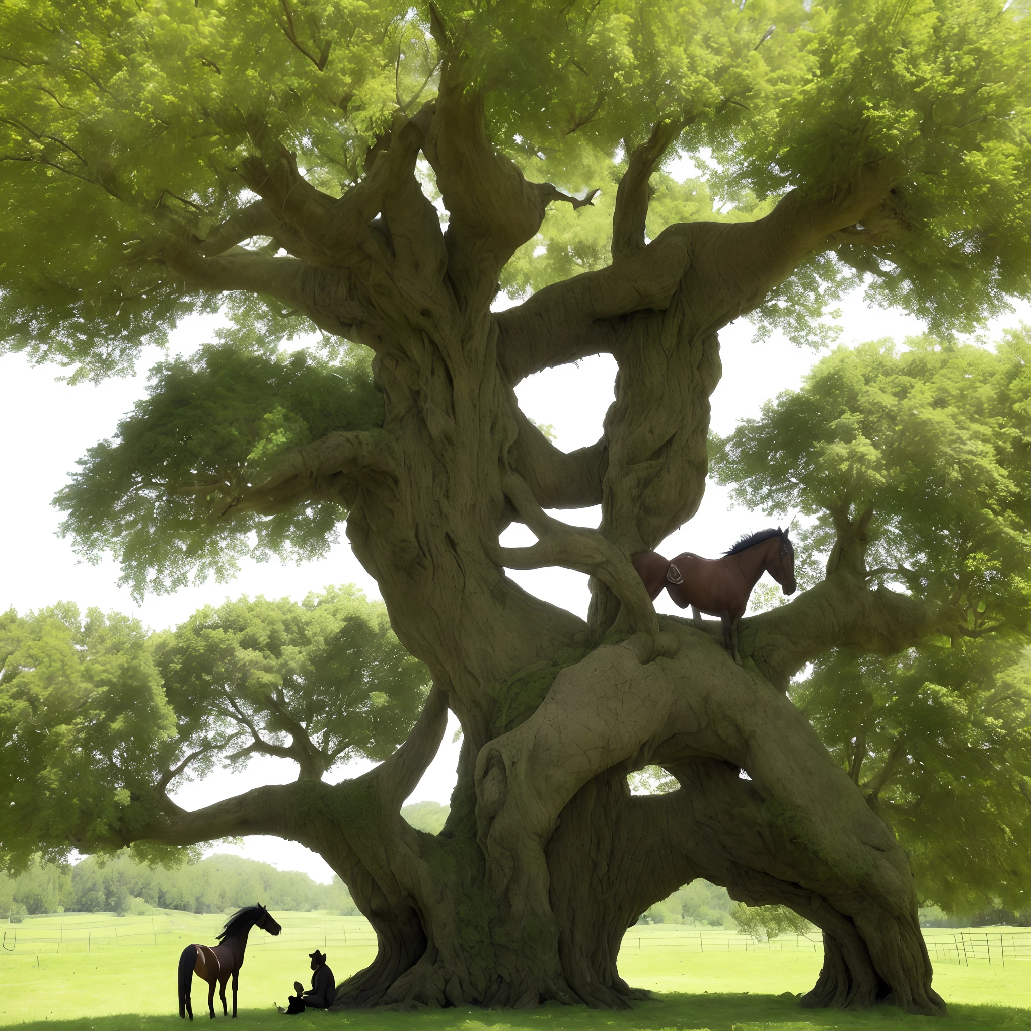 Horse eating living tree