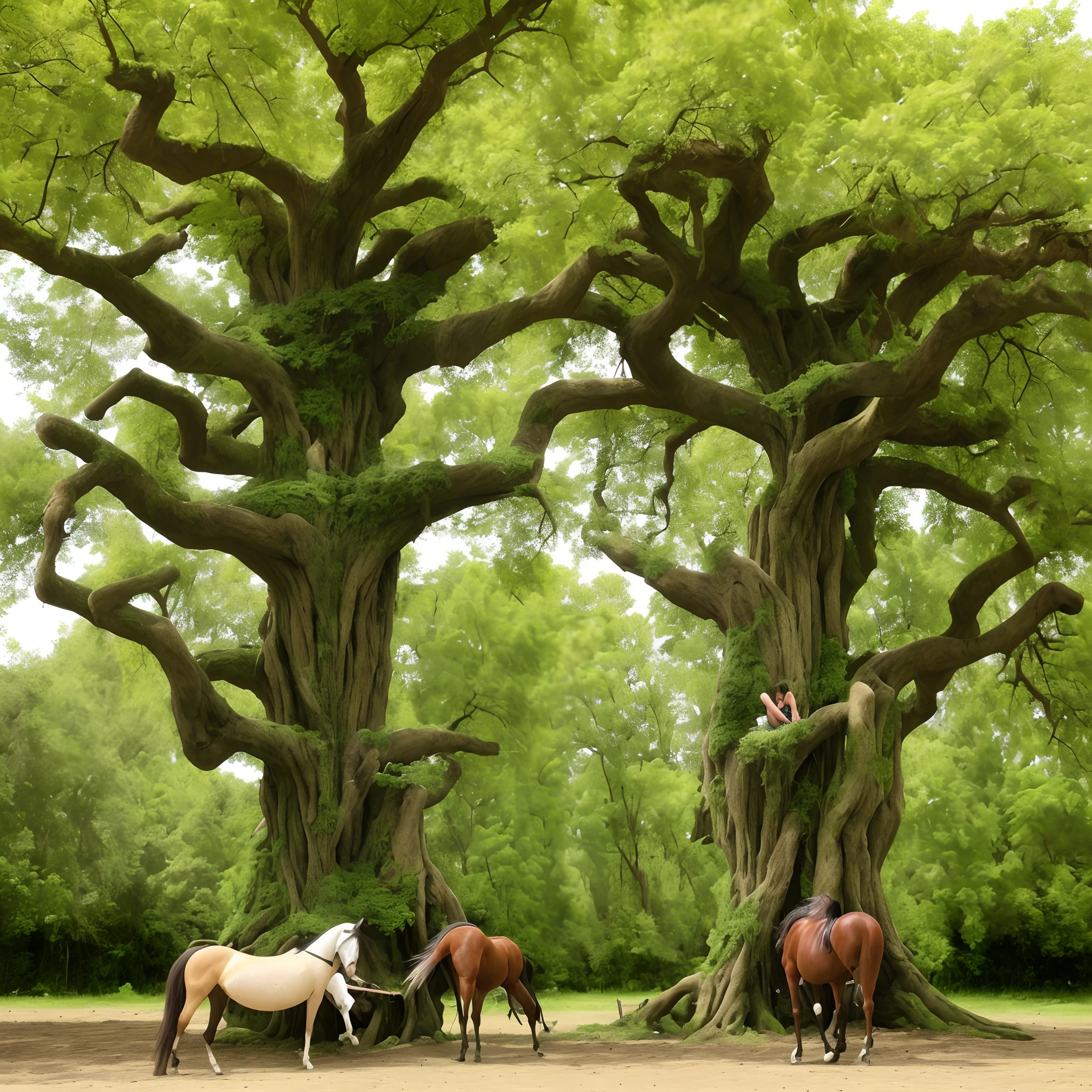 Horse eating living tree