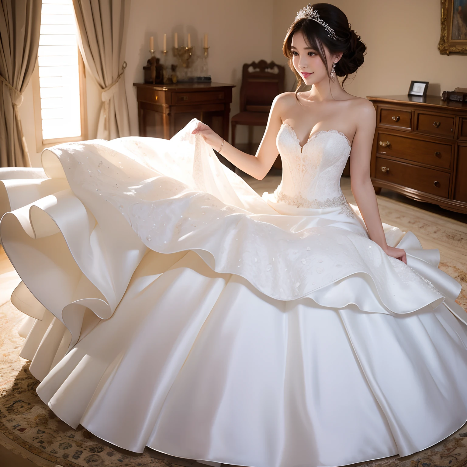 A beauty in a wedding dress