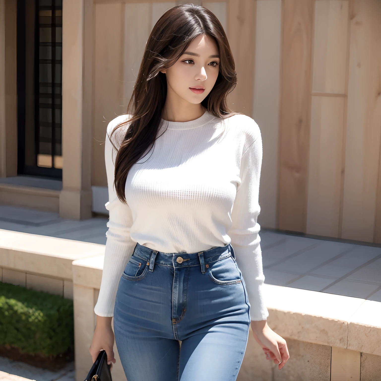 A beautiful woman in jeans