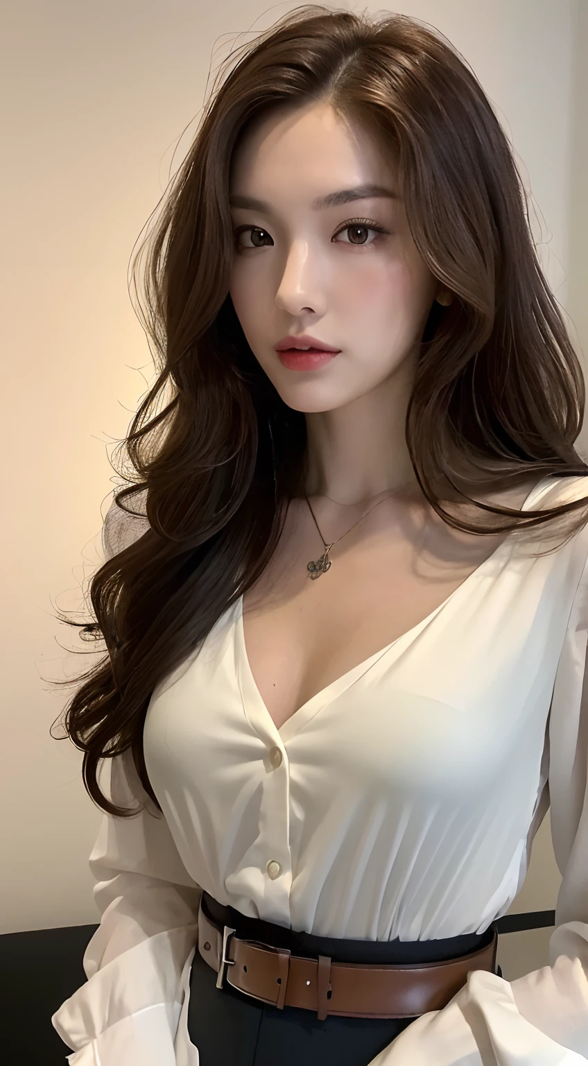 Ultra-high resolution, Superior Quality, Highest quality, Very detailed, Realistic, 8K, RAW Photos, Highest quality, masterpiece, Attractive girl, Awesome girl, Light brown hair、Wavy Hair、 hairstyle semi long、Mesh Hair, Japanese Idols, ear piercing、Necklace around the neck、sexly