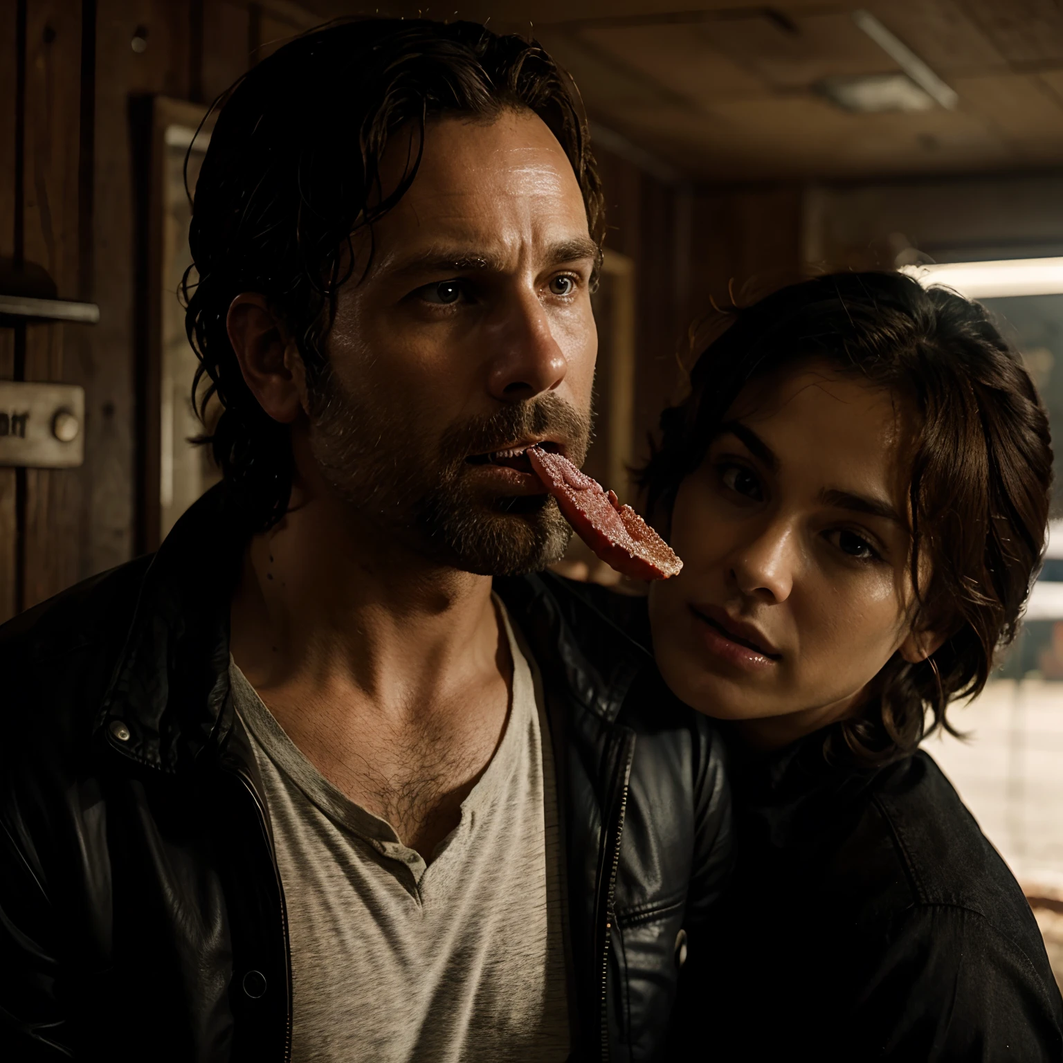 rick grimes eating a dog