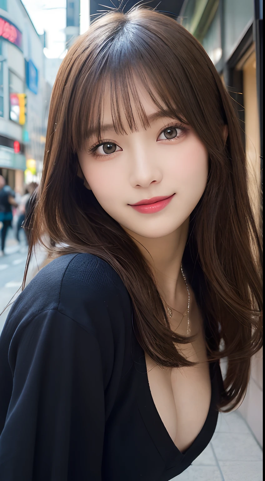 masutepiece, Best Quality, Illustration, Ultra-detailed, finely detail, hight resolution, 8K Wallpaper, Perfect dynamic composition, Beautiful detailed eyes, Women's Fashion Summer,Medium Hair,Small breasts natural color lip, Bold sexy poses,Smile,Harajuku、20 years girl、Cute、Sexy shot looking at camera