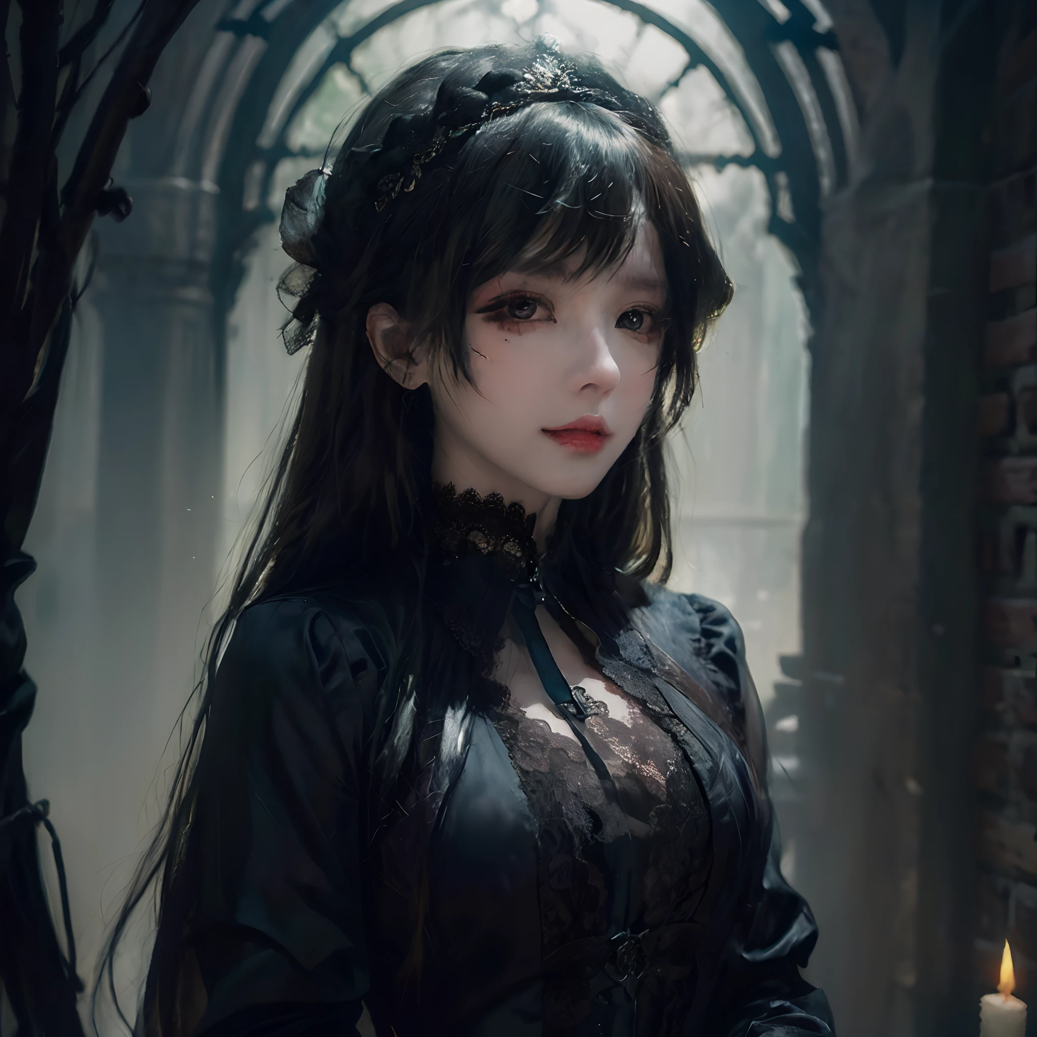 beautiful、(Best illustrations)、8k Ultra HD分辨率、Intricate details、Top quality、Realist、Ultra Detailed、Optimal lighting、Best shadow、Soft lighting、Ultra HD、Dungeons and Dragon、cave、Dungeons、 undead mage、night、Dark Style、Succubus、Devil&#39;s Daughter、Bat Wings，(((Demon Horn Rimless Round Glasses))))、(((Big Breasts)))、(Devil&#39;s Tail)、(Red eyes glow:1.6)、masterpiece、Beautiful face、Tyndall Effect、photo逼真、(High Detail Skin:1.2)、8 Kurds、Digital SLR Camera、high quality、photo、high resolution、 absurd、Ponytail Transformation、The best ratio of four fingers and one thumb、1 person、Hair accessories、Red sparkling gemstone necklace、Jewel-like、Beautiful expression、Body Up、Emphasize large breasts、Tighten waist、Wide hips、Tyndall Effect、Photorealistic、(High Detail Skin:1.2)、Pink nipples, Pink Cat
