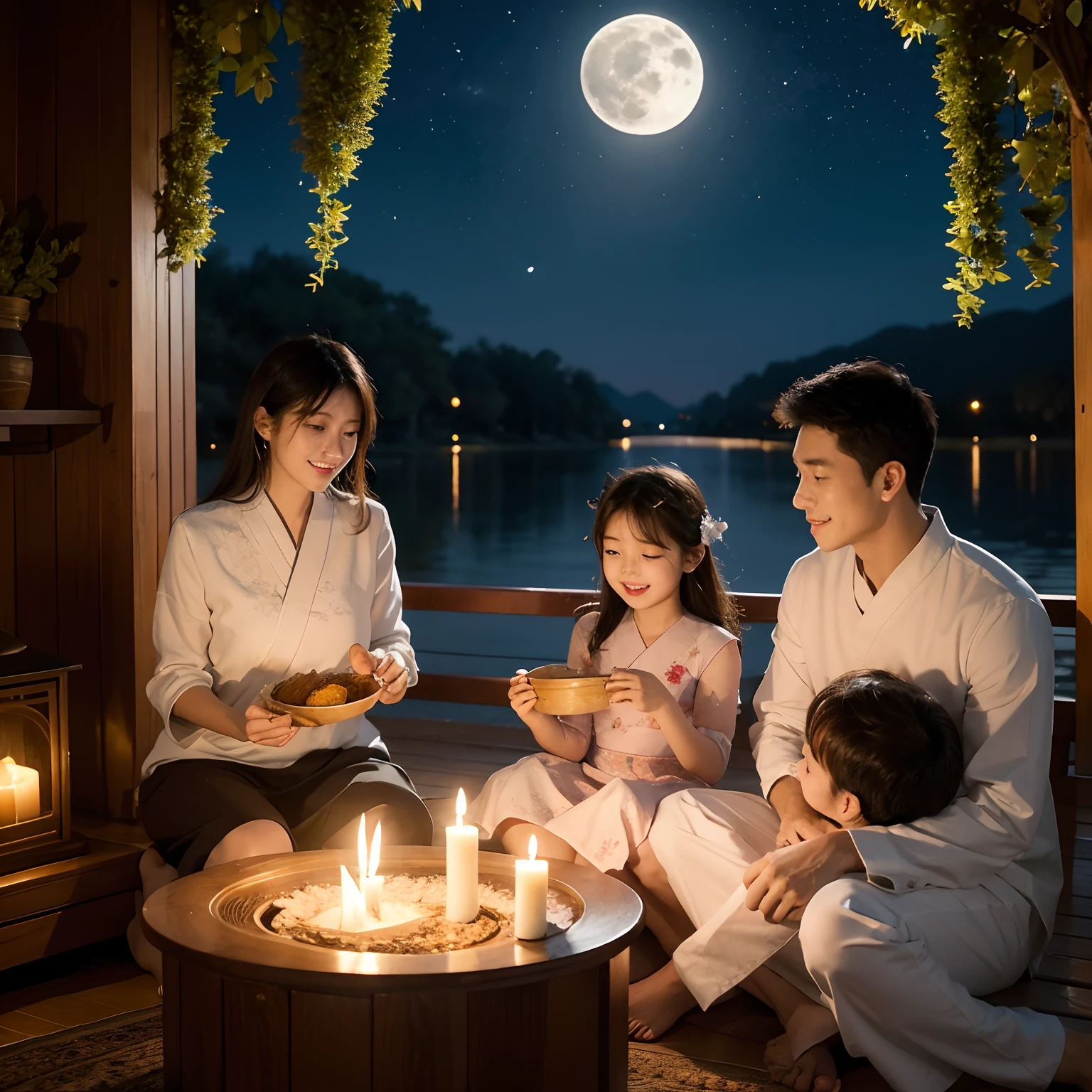 Full moon mid-autumn,Laurel fragrance thousands of miles,
The family sat around the moon,
Share happy moments together。
Enjoy the moon,Thoughts wander,
Traditional festivals,Warm and romantic。