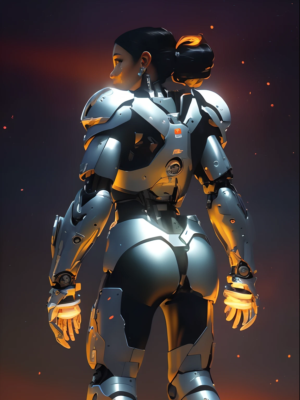 (from back:1.5),((1mechanical girl)),solo, (standing), (machine made joints:1.2),((machanical limbs)),(blood vessels connected to tubes),(mechanical vertebra attaching to back),((mechanical cervial attaching to neck)), lights on armor, mecha headglass,Luminous spine, laser eyes,expressionless,huge breast,Look away from the camera,
colorful,hdr, ray tracing, nvidia rtx, super-resolution, unreal 5, subsurface scattering, pbr texturing, post-processing, anisotropic filtering, depth of field, maximum clarity and sharpness, rule of thirds, 16k raw, (luminescent particles:1.4), (extremely detailed cg, unity 8k wallpaper, 3d, cinematic lighting, lens flare), reflections, sharp focus, cyberpunk art, ((realistic)), (highly detailed CG illustration), ((an extremely delicate and beautiful)),cinematic light,(photorealistic:1.5), (Dark room:1.5),dynamic angle, (((masterpiece))), (((best quality))), ((ultra-detailed)), (illustration), (detailed light), dramatic_shadow,(face shadow (extra detailed,best performance)),