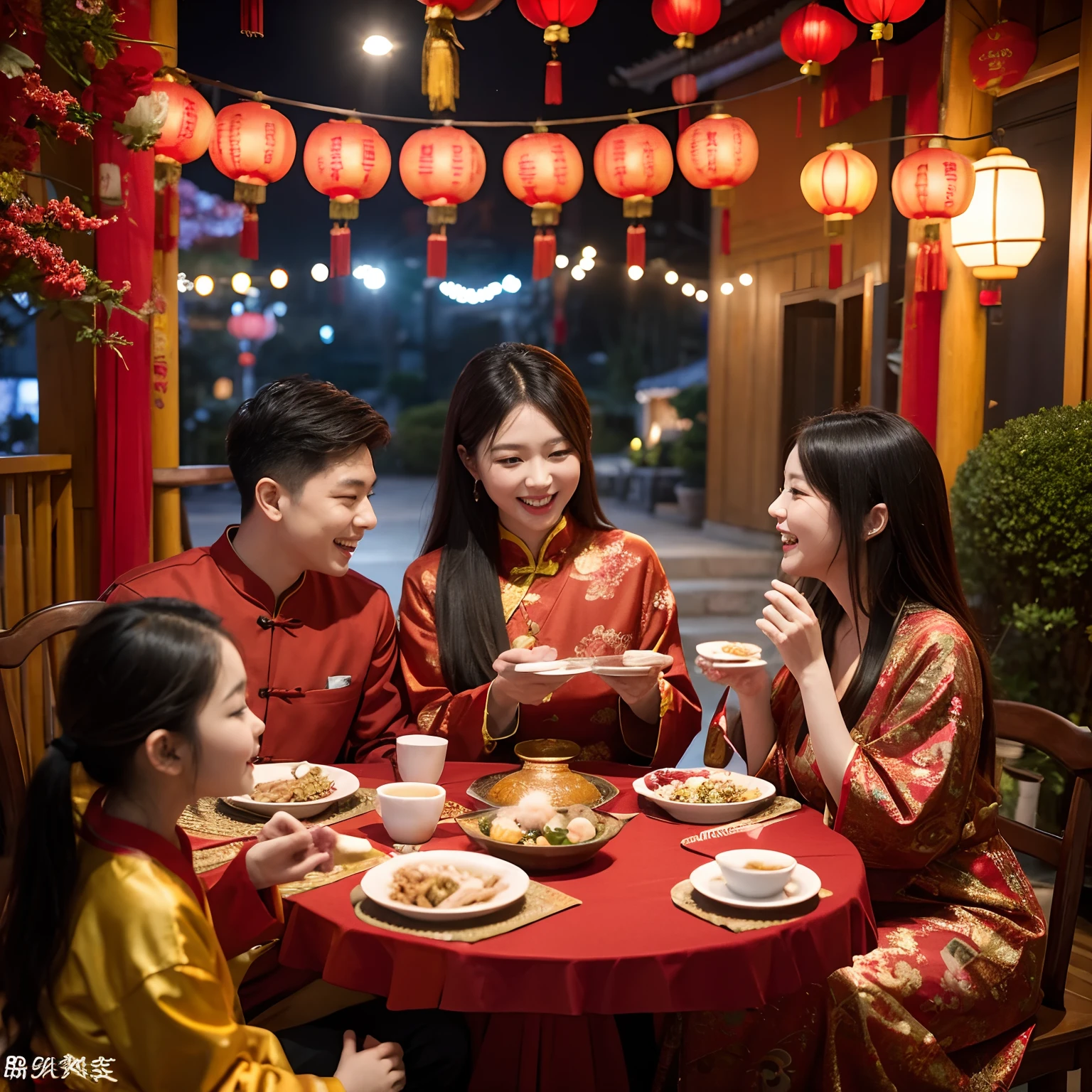 The lively atmosphere of the New Year is full of celebration and reunion。Red lanterns are hung in every household,Children happily set off firecrackers,The elders give money for the years。The table was filled with sumptuous Chinese New Year's Eve meals,People sat together,Laughter continues。The Spring Festival Gala and the dragon and lion dance performances also filled the streets with joy and vitality。