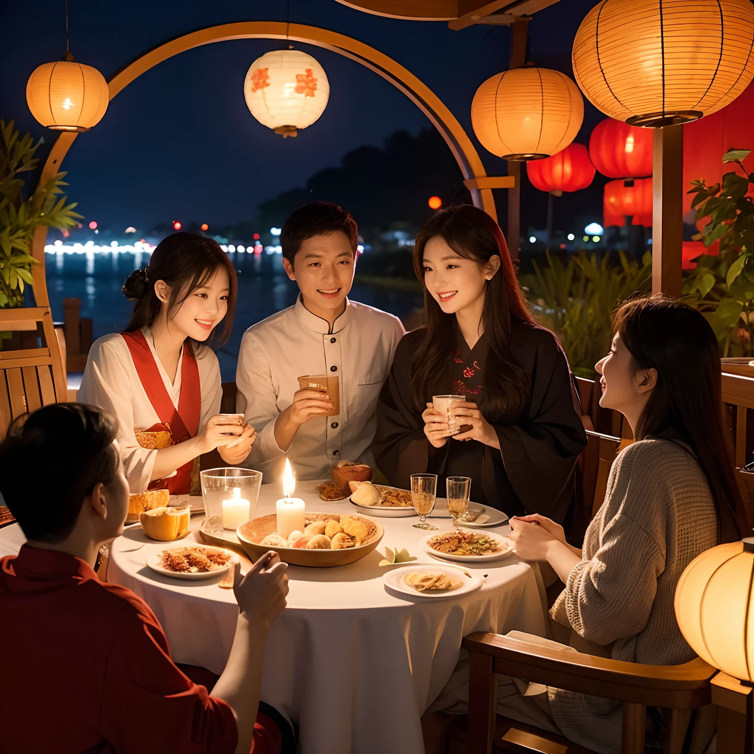 During the Mid-Autumn Festival, families gather together to celebrate the Mid-Autumn Festival