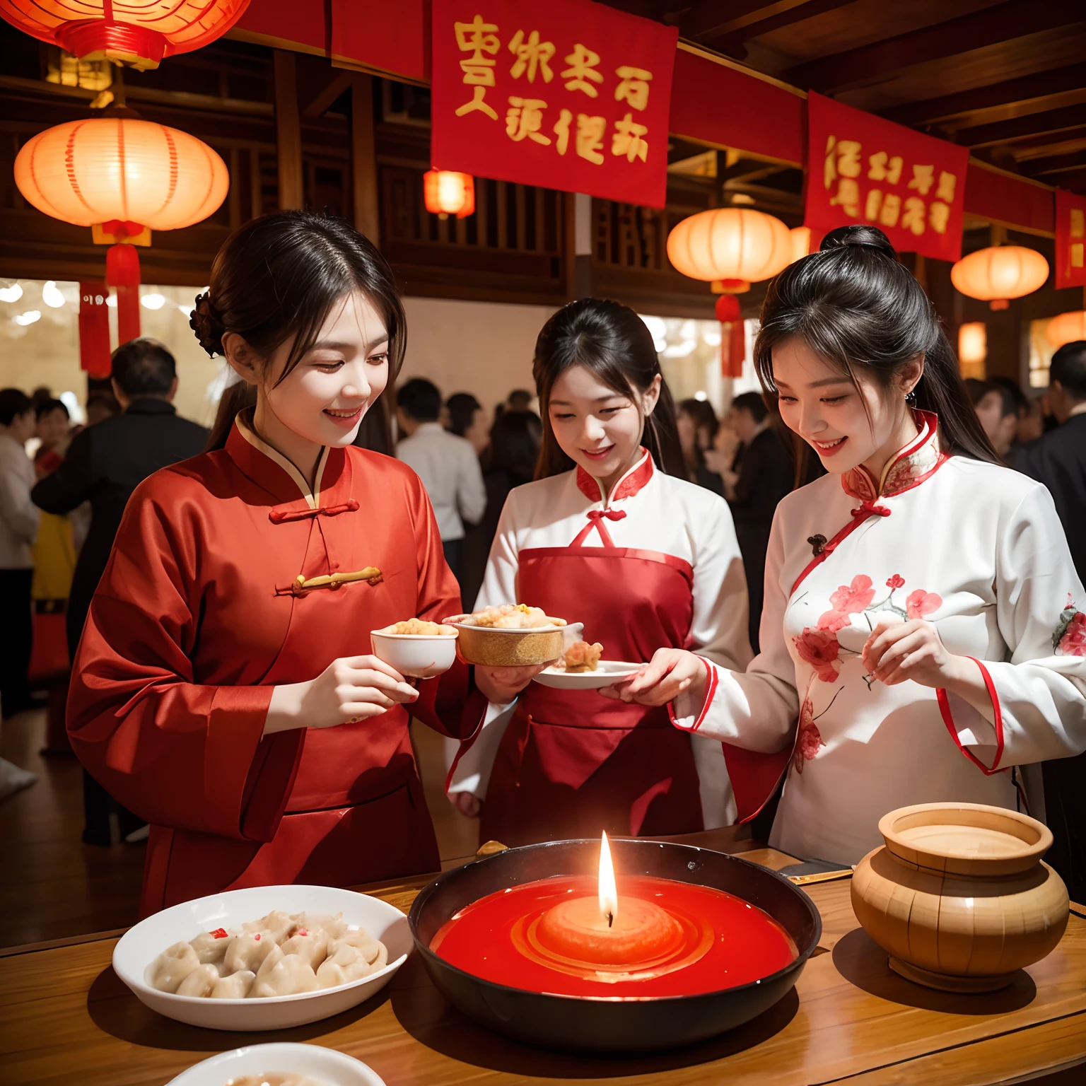 Spring Festival to，Reunion Music。The family banquet is fragrant，Laughter。The red lantern is auspicious，The fragrance of dumplings spreads thousands of miles。The group is full of love and warmth，Enjoy the beauty of traditional Chinese。