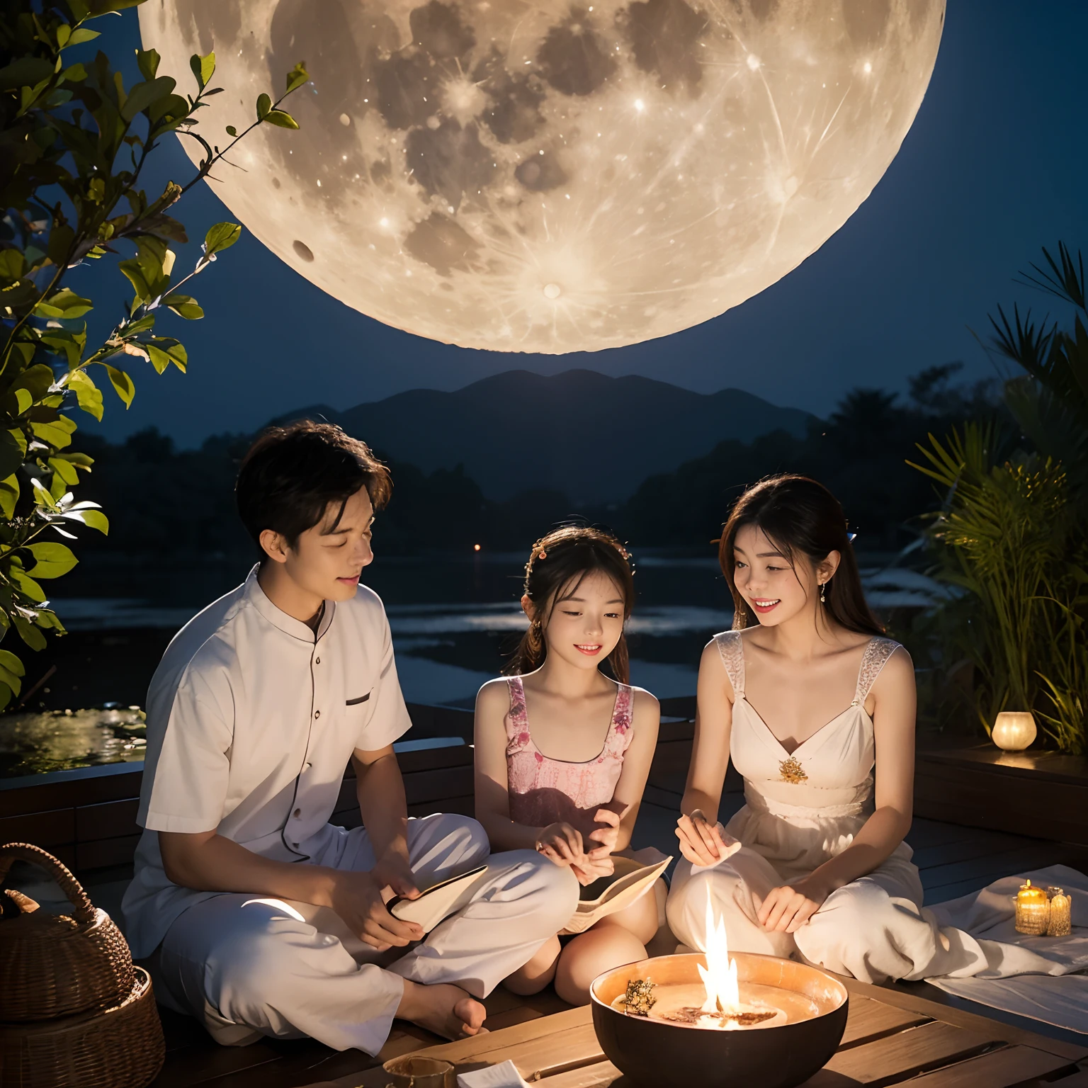Mid-Autumn Full Moon,Laurel fragrance thousands of miles,
The family sits around the moon,
Sharing a happy moment together。
Enjoy the moon,Thoughts wandering,
Traditional festivals,Warm and romantic。