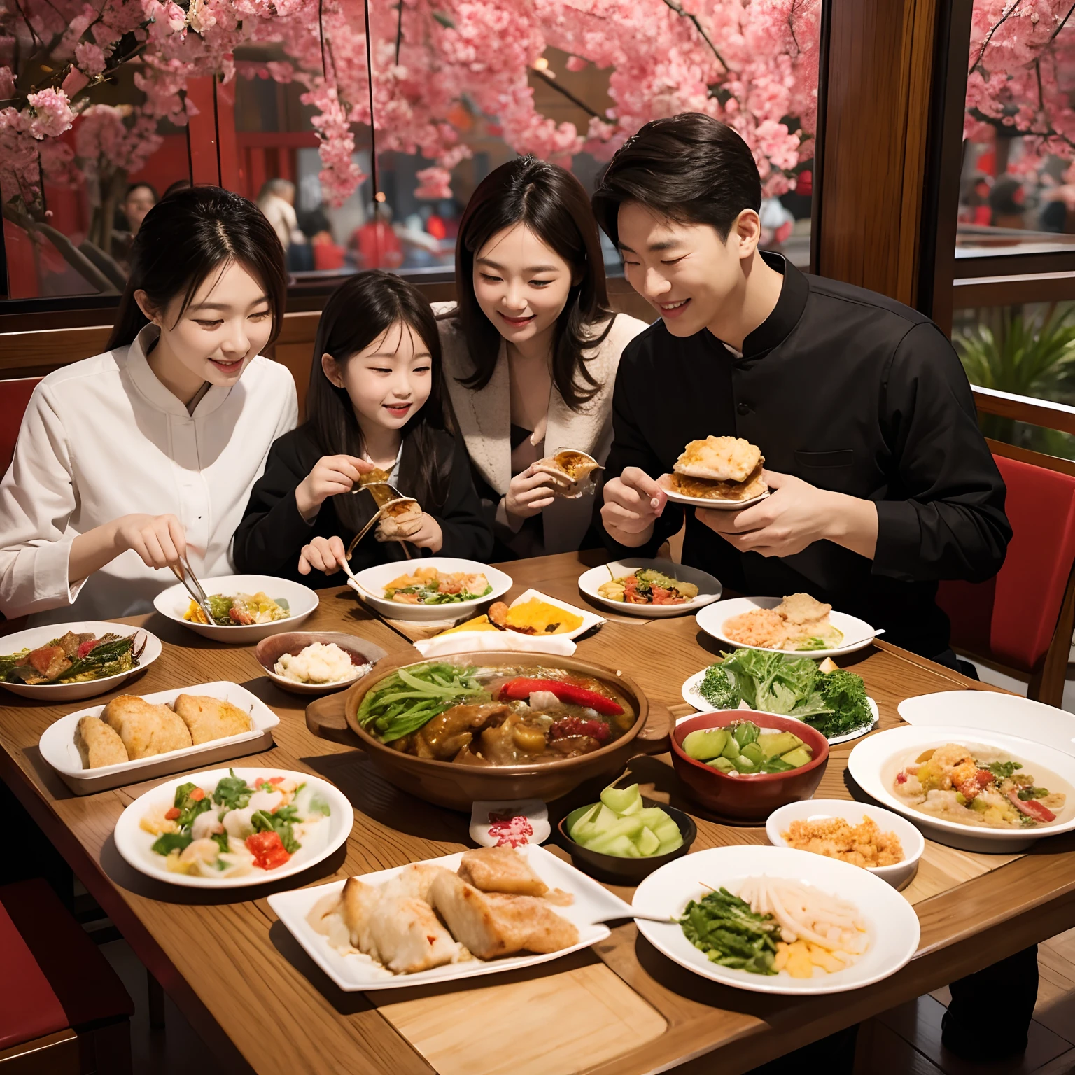 The Spring Festival family eats a New Year dinner