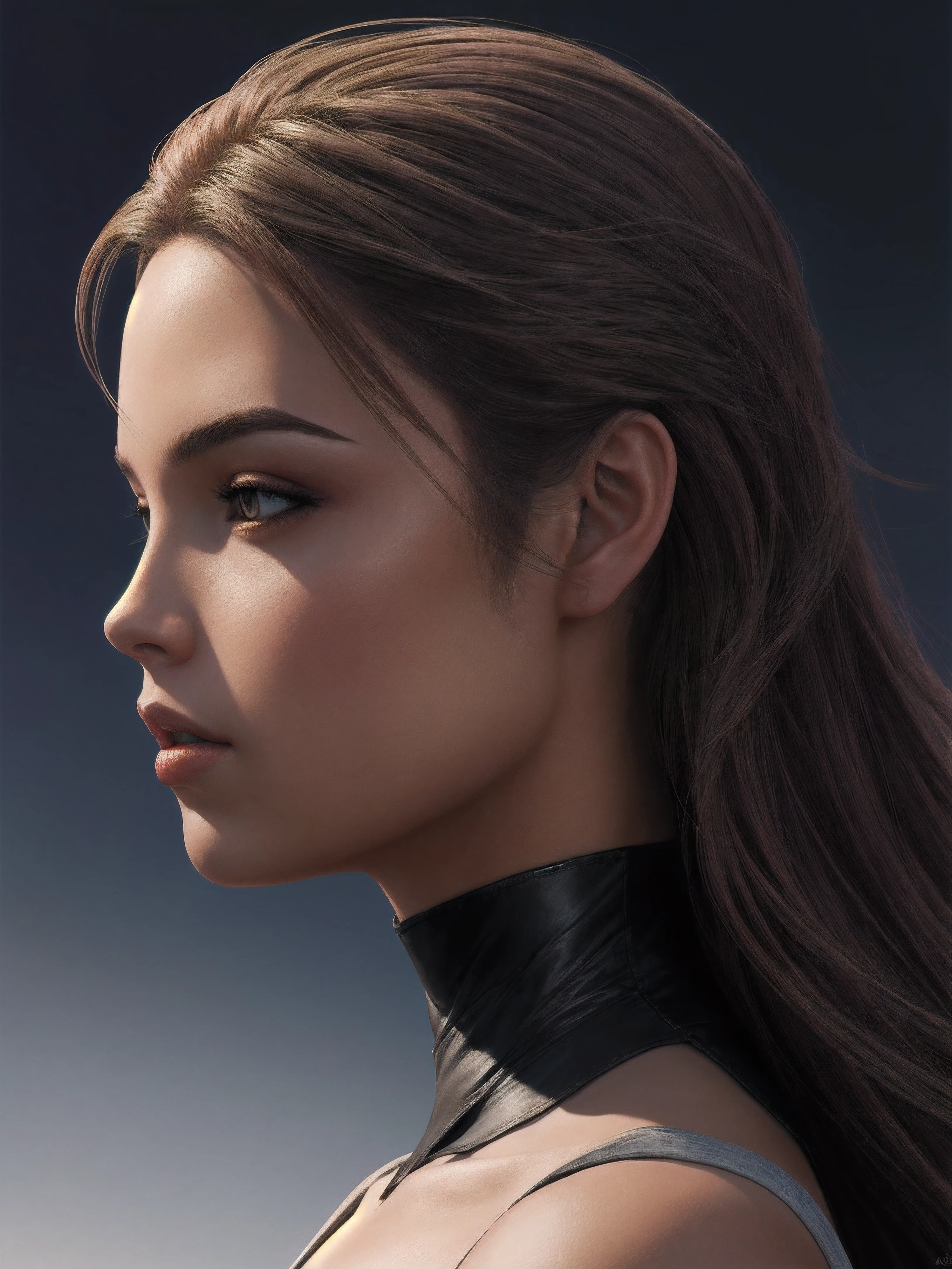 profile of a girl, in the style of artgerm, vibrant colors and strong rim light, plain background, comic cover art, trending on artstation