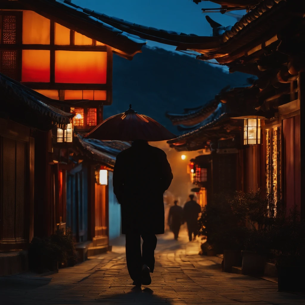 Seoul, daoshi, natta, Silhouette of a man on the left, Silhouette of a woman on the right