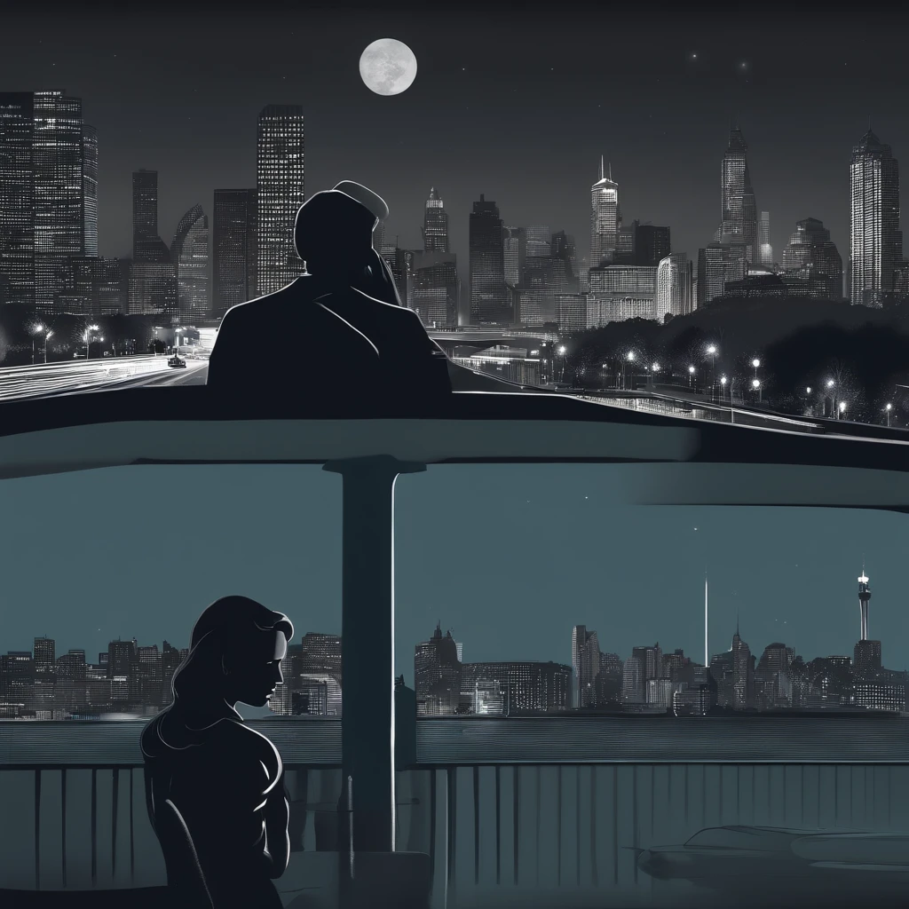 Album Cover Design Idea:
1. **Background**:
- Features: A dimly lit night scene of the city, with silhouettes of buildings and lights from cars.
- Color: Hues of gray and blue, overall giving a cold ambiance.
2. **Central Characters**:
- Features: A man and a woman stand on opposite sides, not looking at each other. Their physical proximity is close, but they are depicted to be emotionally distant.
- Details: The woman holds a phone with a "missed call" icon visible on the screen.
3. **Text Elements**:
- Top: The title "Breaking Up" in bold letters.
- Bottom: The artist's name and below it, subtly, the word "Sorry".
- Style: Modern with a touch of shadow to convey the weight of the emotion.
4. **Detailing Elements**:
- Clock: Positioned centrally, symbolizing frozen time.
- Photograph: Lying between the characters, slightly torn.
5. **Mood**:
- Overall, the design is calm and subdued, yet it exudes sadness and the heaviness of a breakup.
Summary: This album cover seeks to express both the physical and emotional distances between two people, along with their mutual feelings of love and regret.