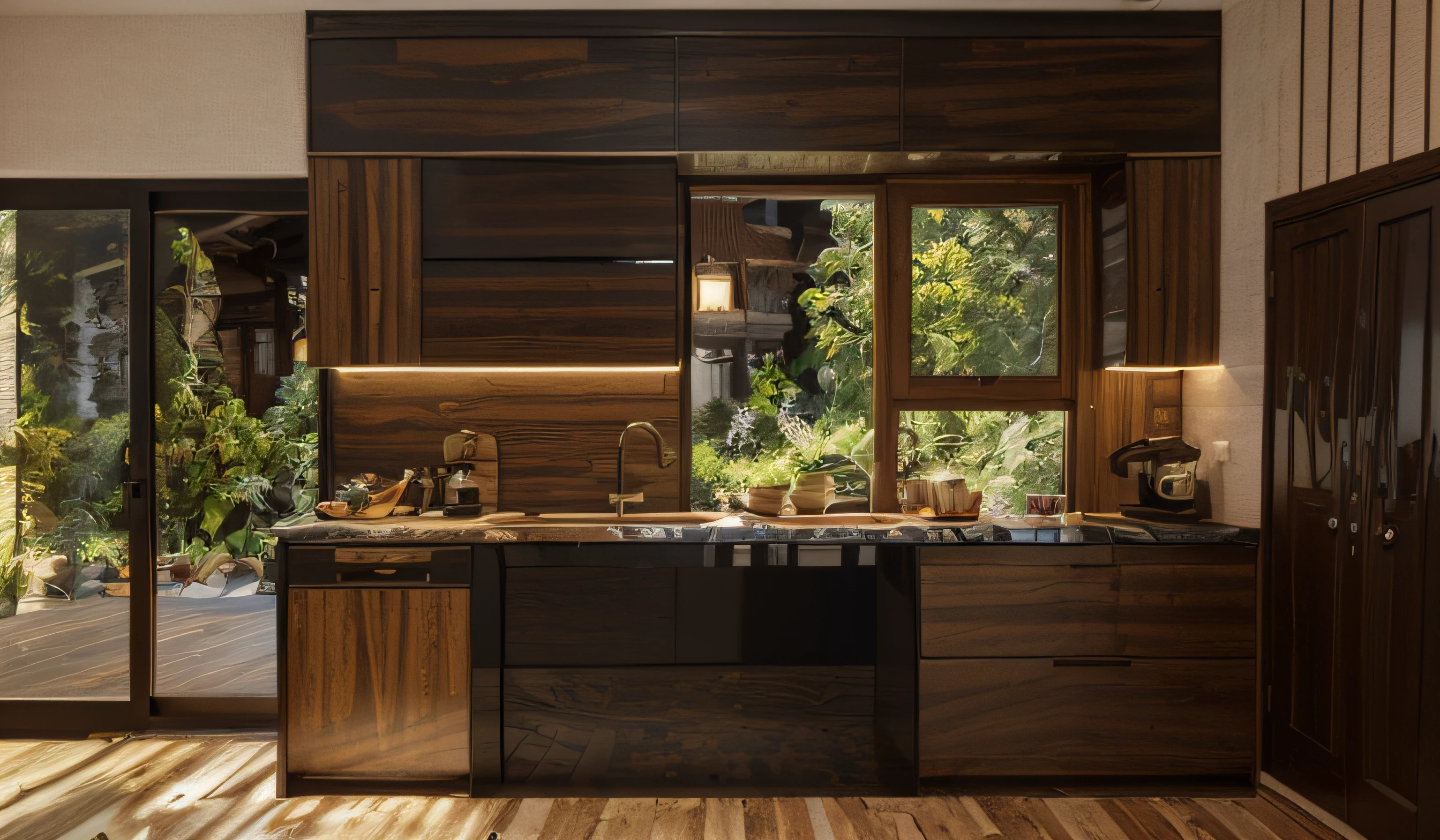 ((Best quality, 8k, Masterpiece :1.3)), Sharp focus :1.2, (Bedroom indochina BLACK Wood design: 1.3), (leaf door panel:1.1), (((black painted wooden furniture:1.1))), (photo realisstic: 1.2), (hyperdetails: 1.2), 1 chair, oriental classical pattern wall paneling, 1 classical altar, 2 ottomans, style cabinets Indochina, orange wall, indoor, indochina pano door, (Ceiling made of rattan and plasterboard), Stylized lotus pattern, stylized lotus-themed decorative painting, glossy marble floor,Round feather carpet, tiled floor with geometric pattern with border, bedside cabinet with curling iron pattern, Curved iron door, wooden frame door with panel made of wrought iron pattern combined with dó paper, daylight, Unreal Engineer 8K, full HD 8K