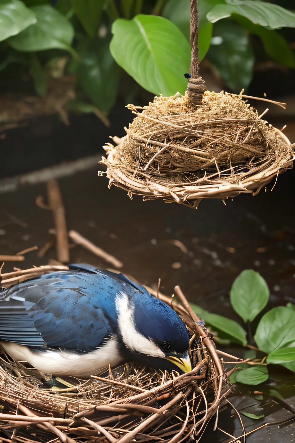 Birds can sleep in their nests when they are tired,But it rained,Drizzle,heavy rain poured,rainwater,Drenched
