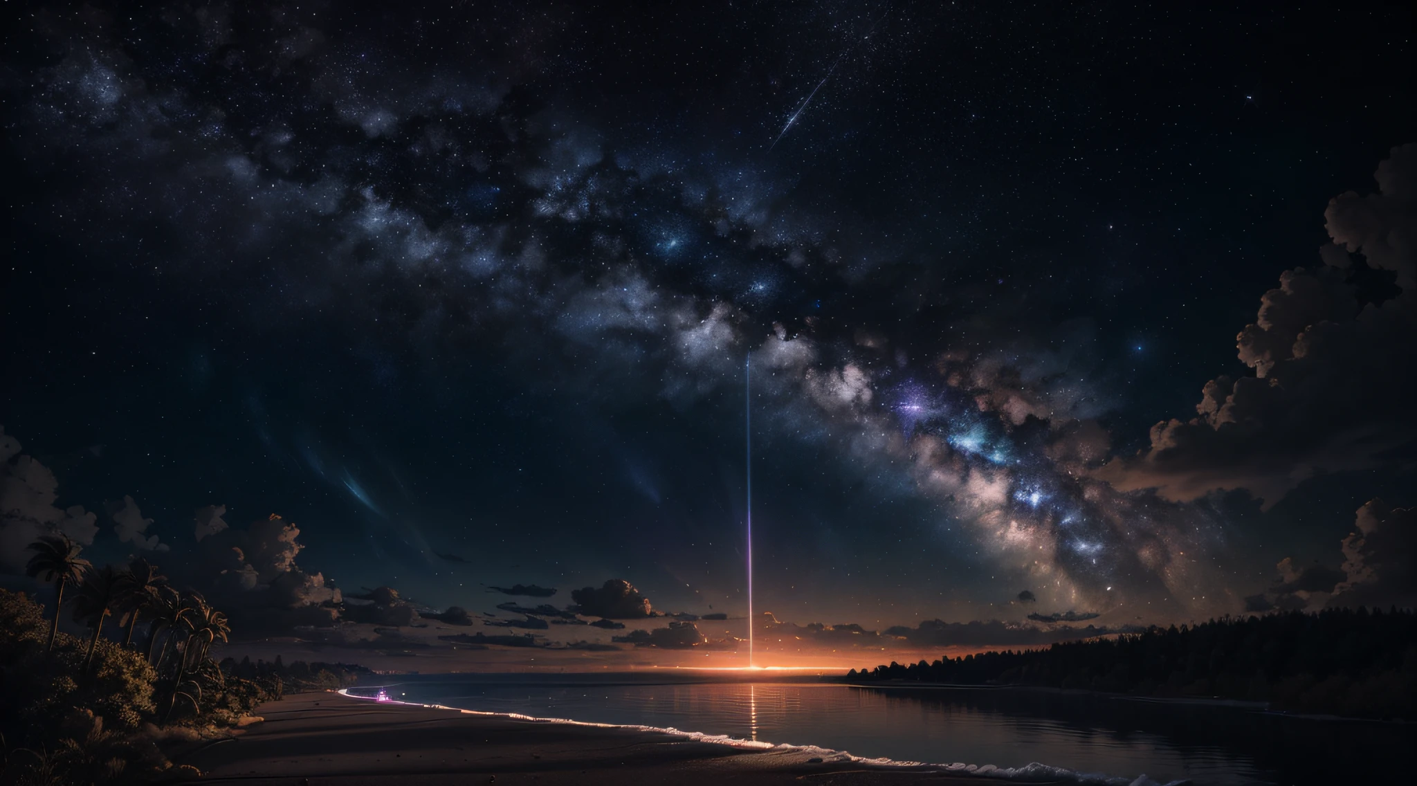 highres, imagination, (realista), starly sky, compositing, noite, (hdr:1.5), ao ar livre, detalhes intrincados,