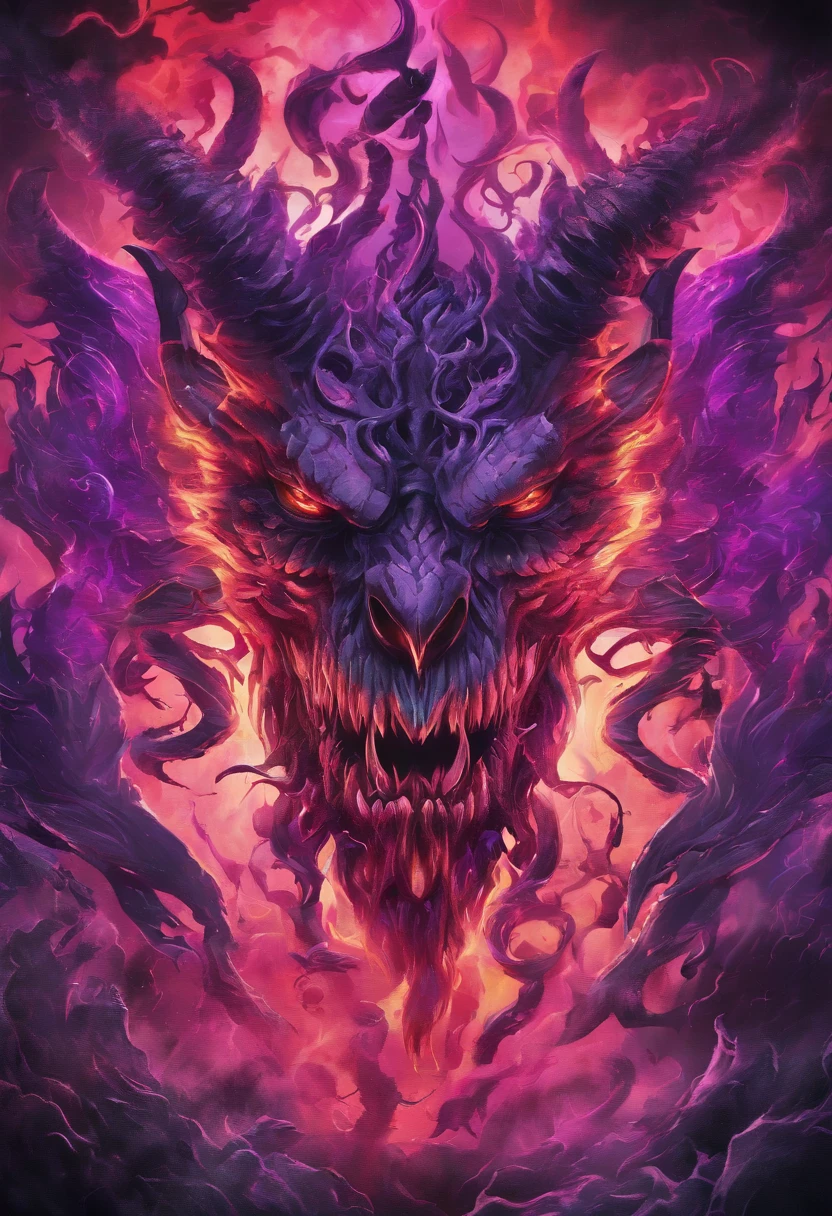(best quality,4k,8k,highres,masterpiece:1.2),ultra-detailed,(realistic,photorealistic,photo-realistic:1.37),evil demon with glowing purple abyssal powers,casting mystic soul spells,handsome demon,large jagged demonic horns,massive demon angel wings,dark and ominous atmosphere,sinister grin,piercing glowing red eyes,demonic aura,enchanting purple mist,shadowy background,epic and dramatic lighting,otherworldly beauty,dramatic pose,fiery brimstone backdrop