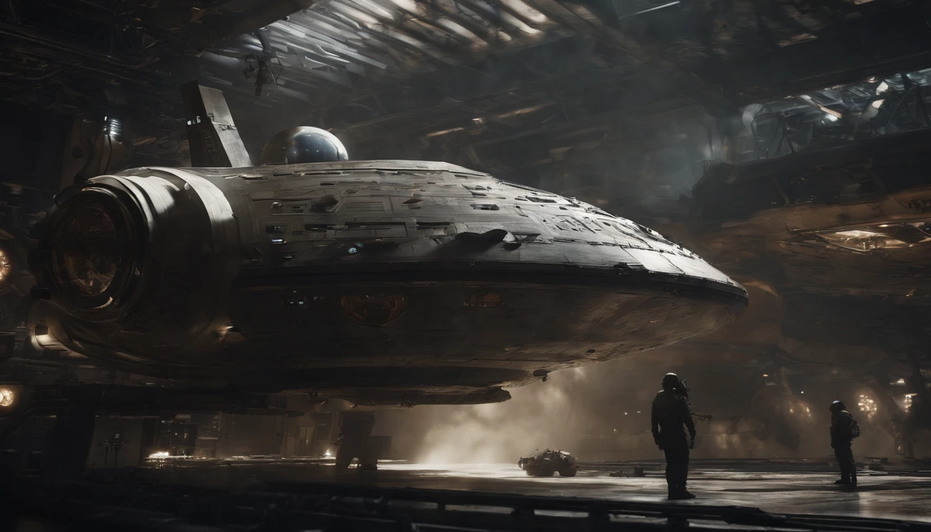 An astronauts back in front of a colossal Space ship the size of 3 cities in length, in the shape of a destroyer battlestar galactica ship, floating in space, computer background, cinematic, realism, crystal clear, micro-details, photo-realism, photo-realistic