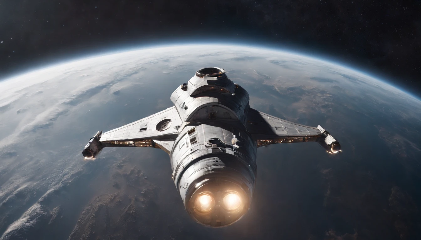 An astronauts back in front of a colossal Space ship the size of 3 cities in length, in the shape of a destroyer battlestar galactica ship, floating in space, computer background, cinematic, realism, crystal clear, micro-details, photo-realism, photo-realistic